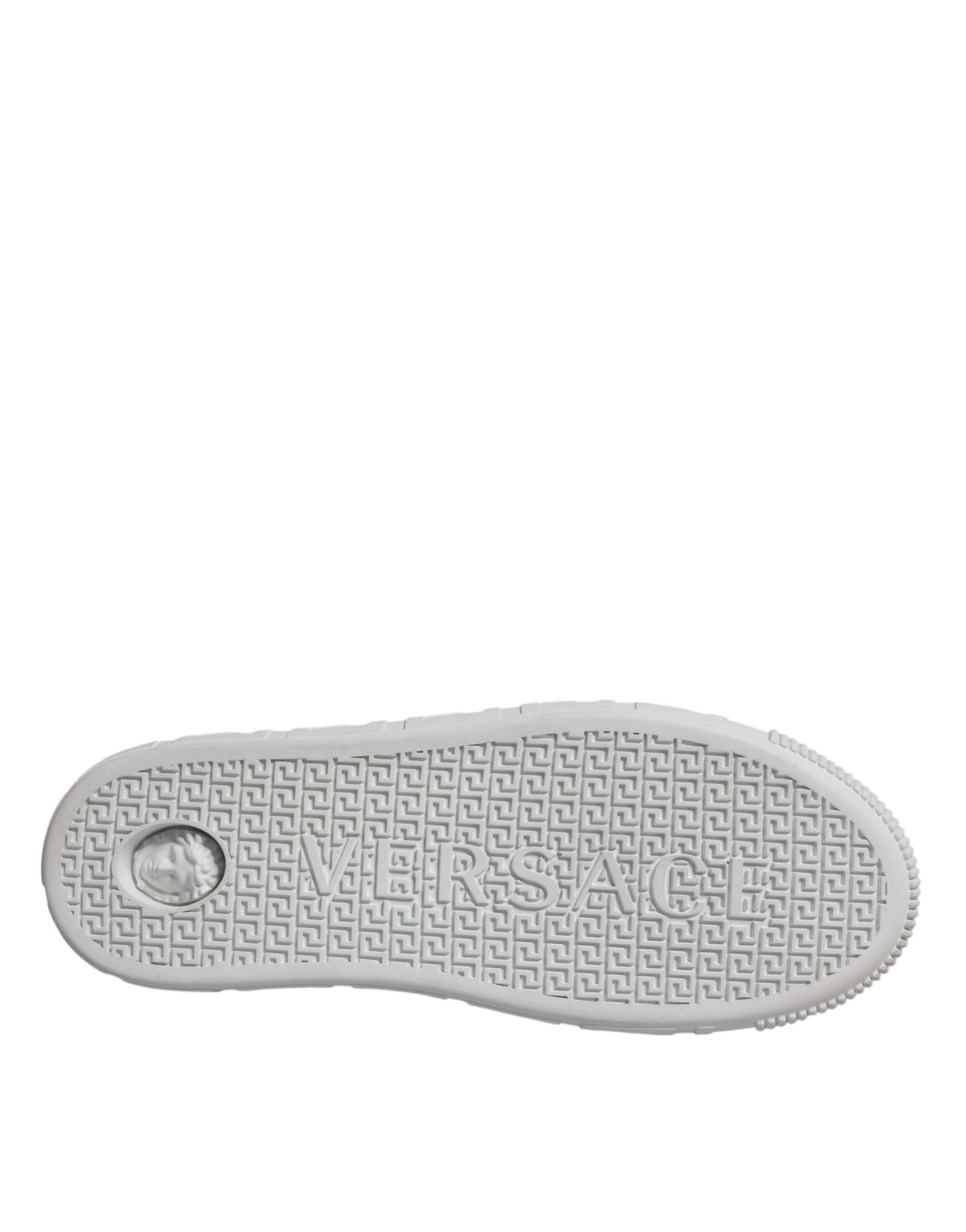 Versace White Pink Greca Print Platform Low Top Sneakers Shoes Curated Luxury Accessories by Orvyn