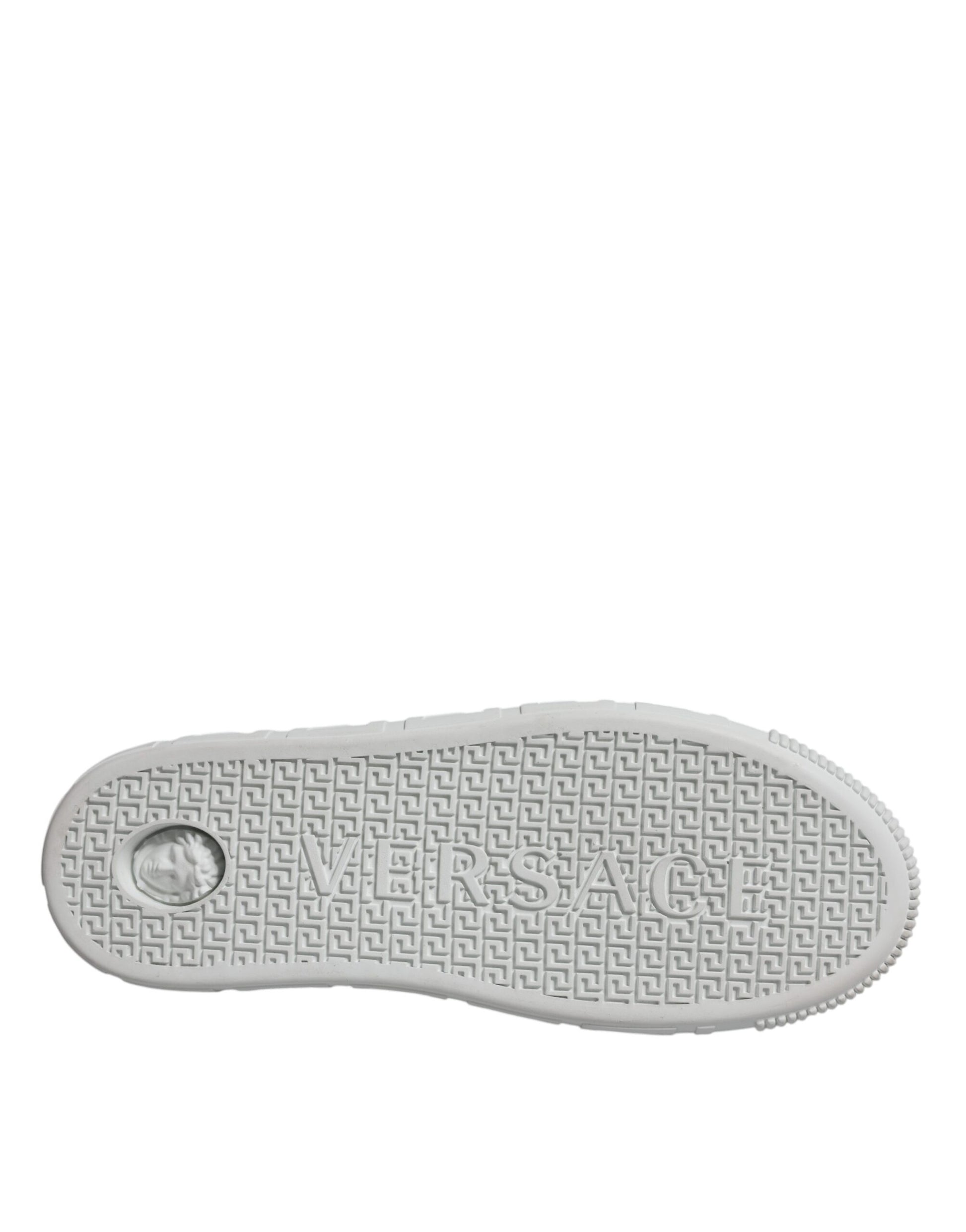 Versace White Pink Greca Print Platform Low Top Sneakers Shoes Curated Luxury Accessories by Orvyn