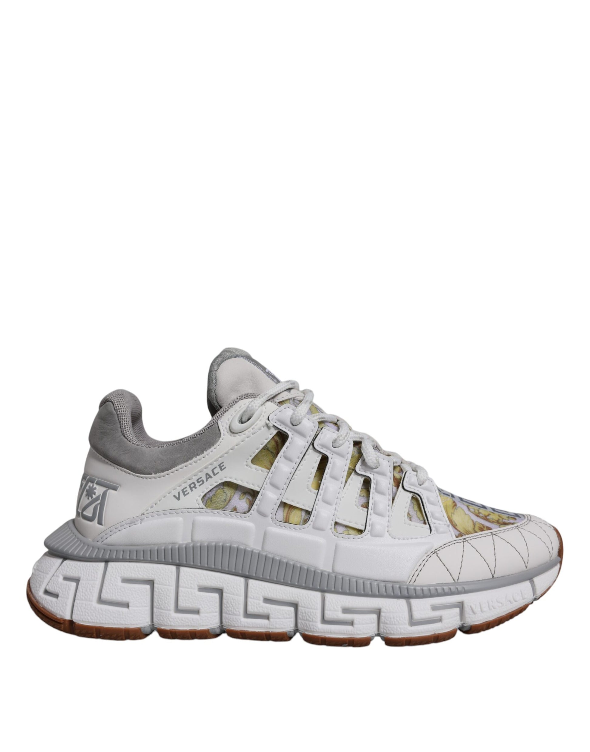 Versace White Trigreca Barocco Print Low Top Sneakers Shoes Curated Luxury Accessories by Orvyn
