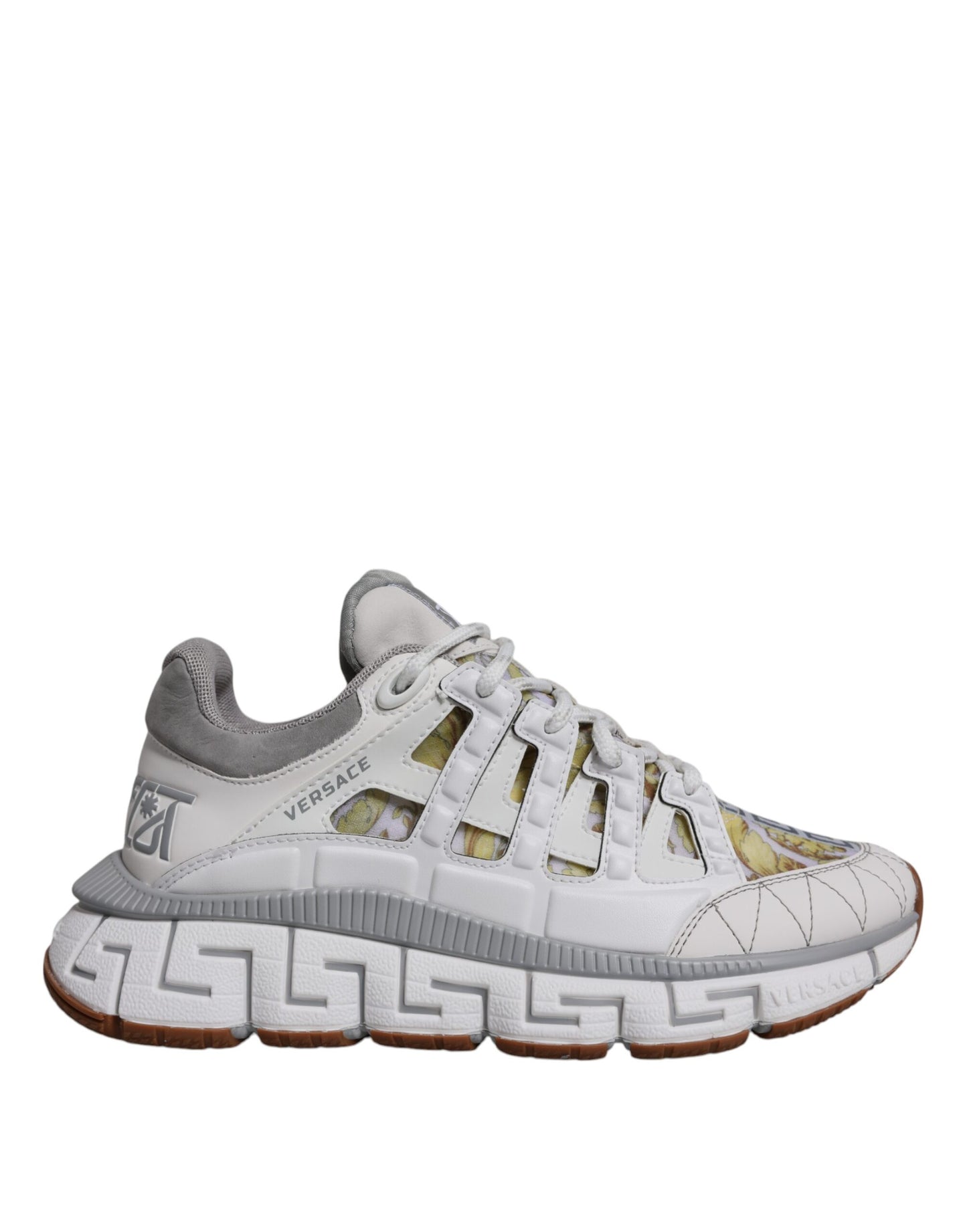 Versace White Trigreca Barocco Print Low Top Sneakers Shoes Curated Luxury Accessories by Orvyn
