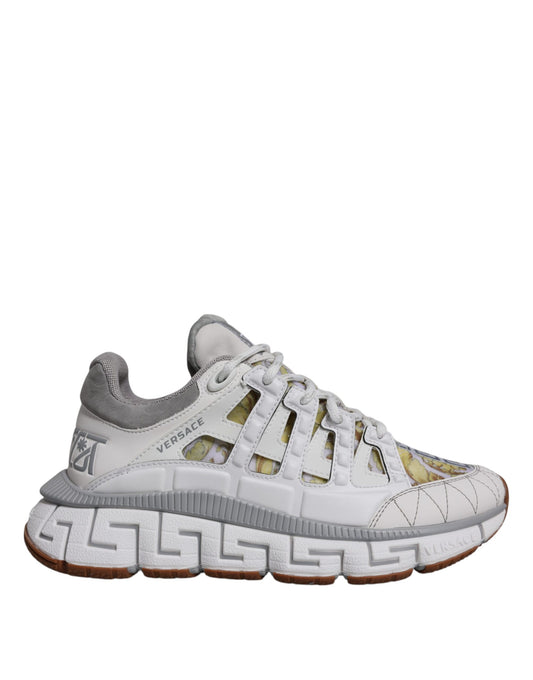 Versace White Trigreca Barocco Print Low Top Sneakers Shoes Curated Luxury Accessories by Orvyn