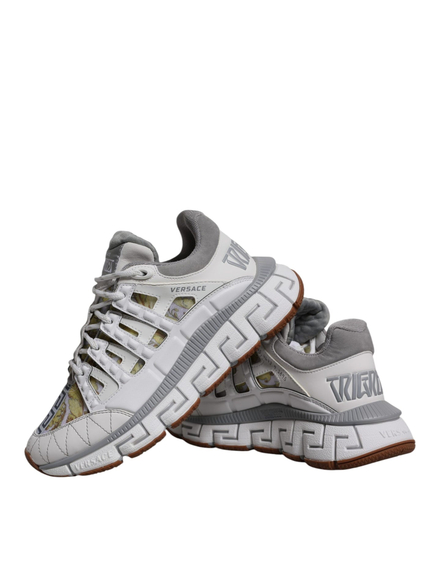 Versace White Trigreca Barocco Print Low Top Sneakers Shoes Curated Luxury Accessories by Orvyn