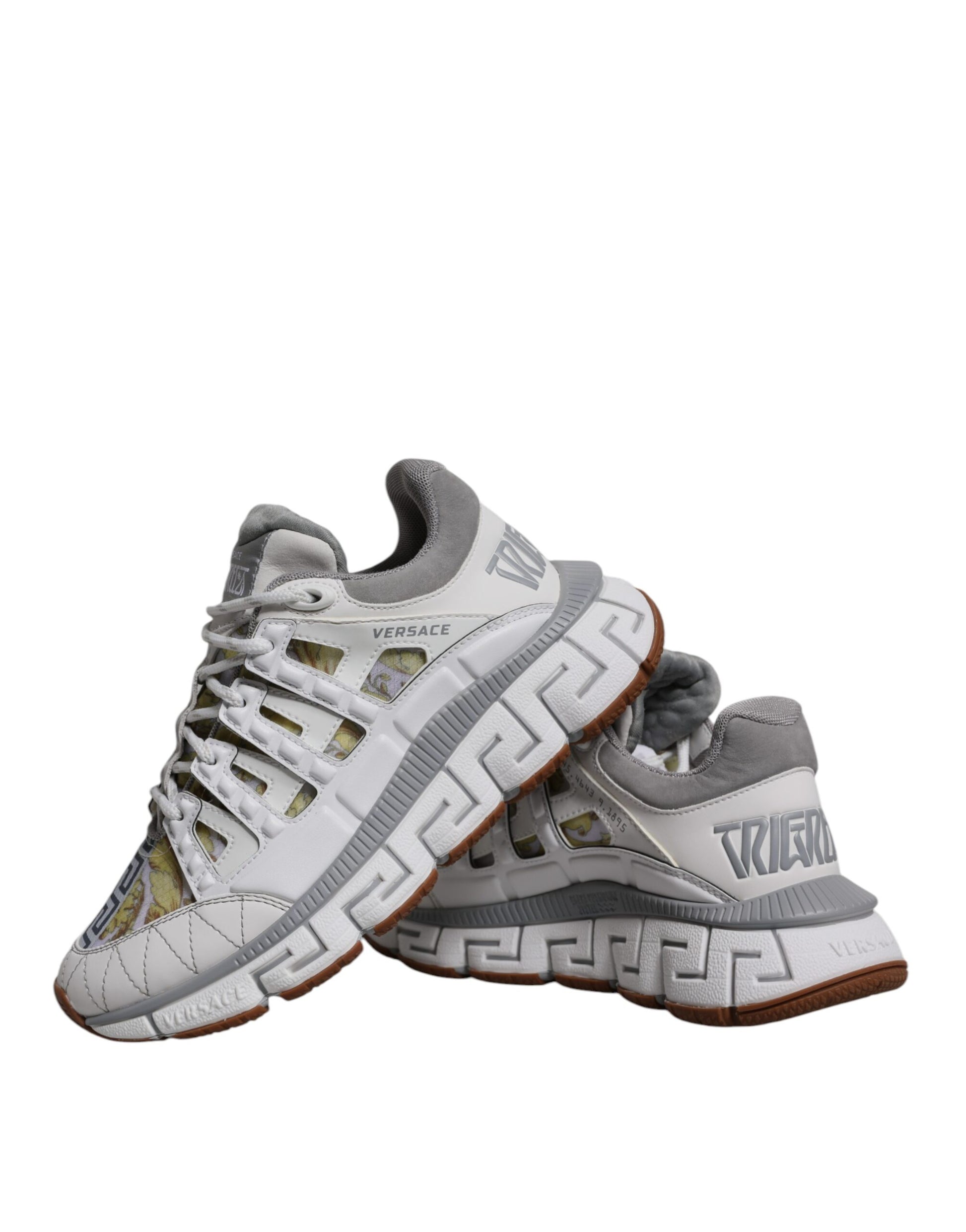 Versace White Trigreca Barocco Print Low Top Sneakers Shoes Curated Luxury Accessories by Orvyn