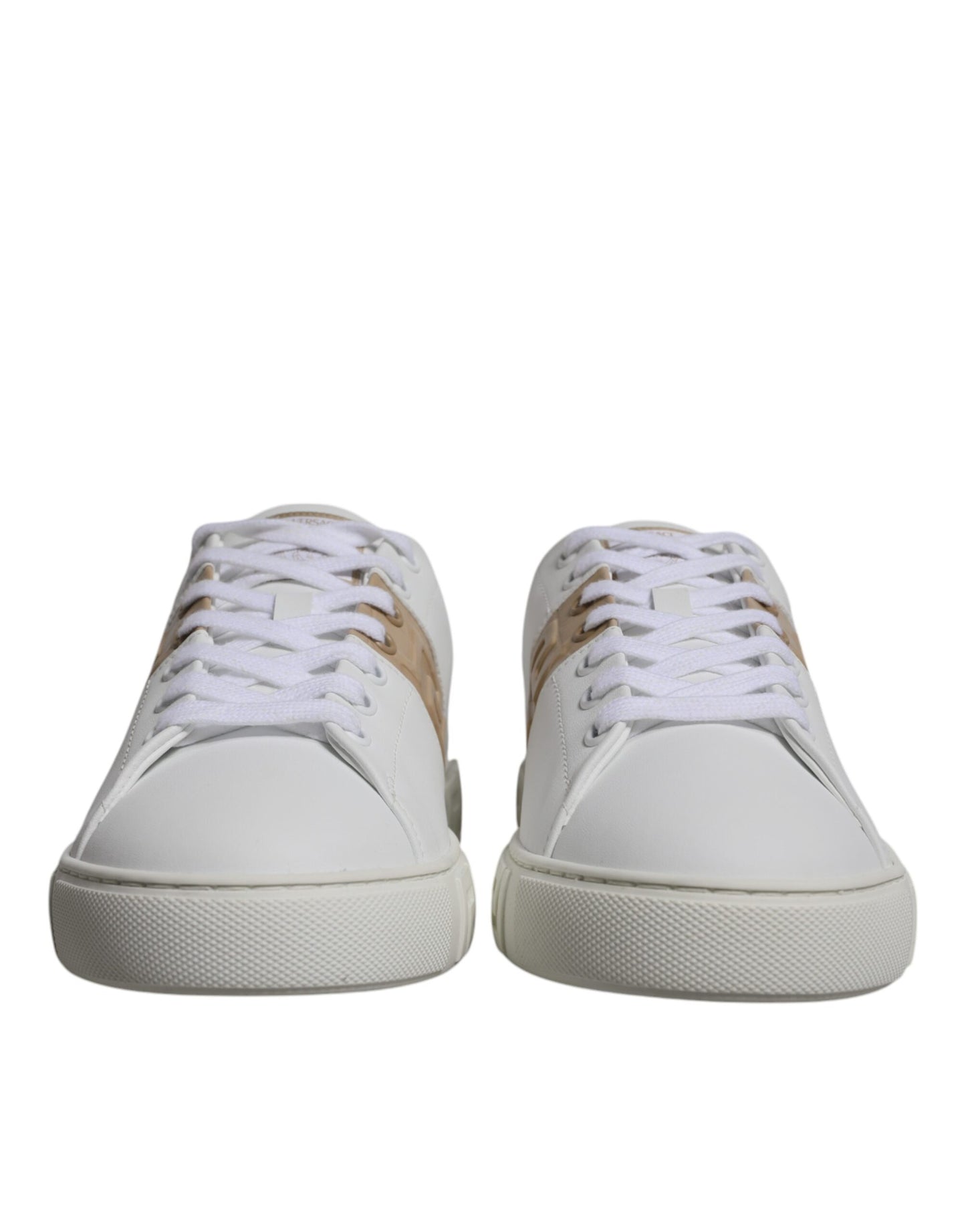 Versace White Brown Greca Print TPU Low Top Men Sneakers Shoes Curated Luxury Accessories by Orvyn