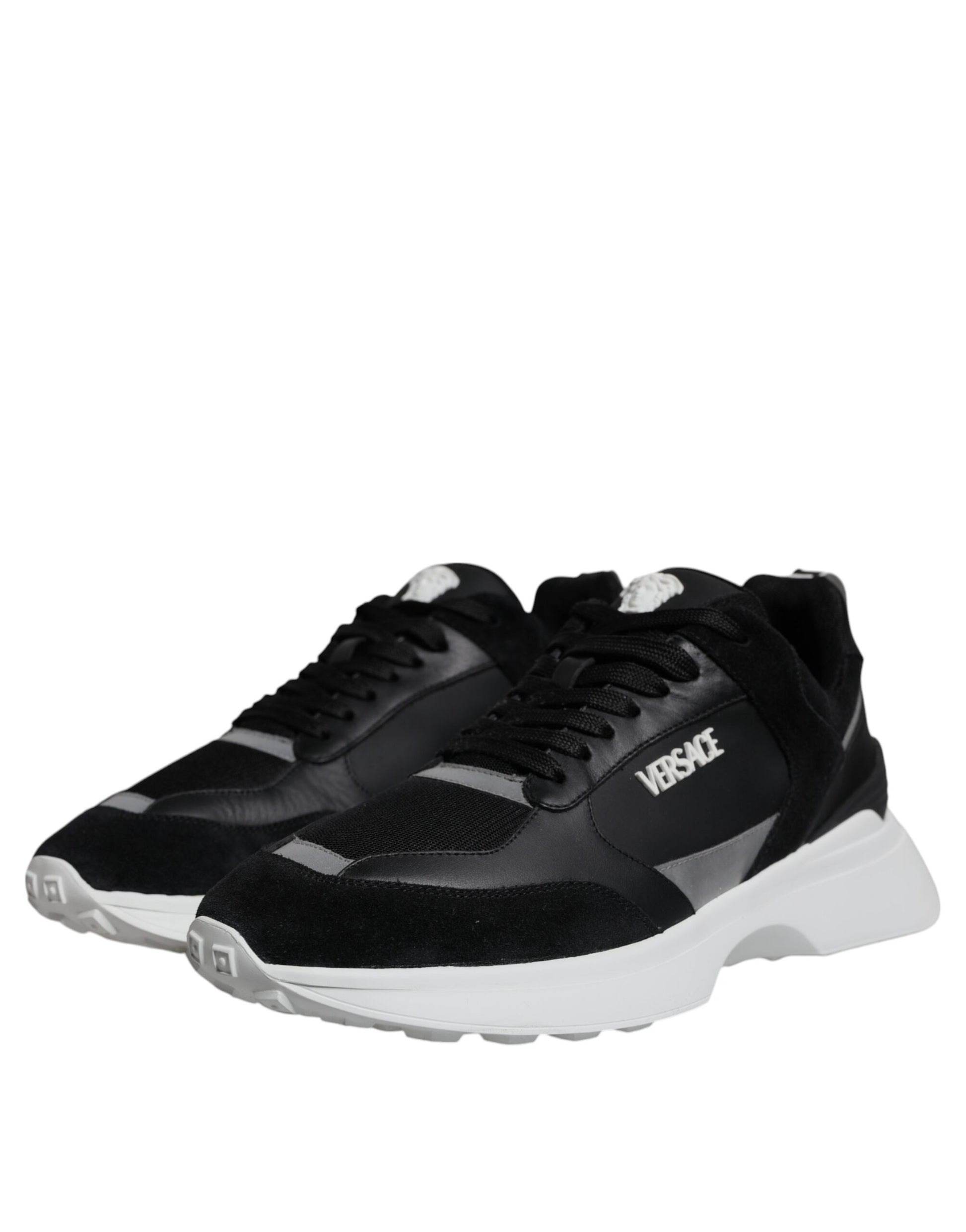 Versace Black Canvas Quad Fabric Medusa Low Top Sneaker Shoes Curated Luxury Accessories by Orvyn