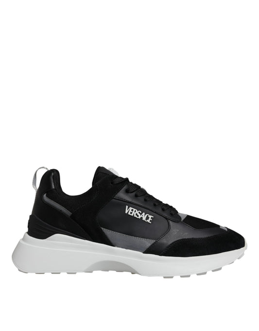 Versace Black Canvas Quad Fabric Medusa Low Top Sneaker Shoes Curated Luxury Accessories by Orvyn