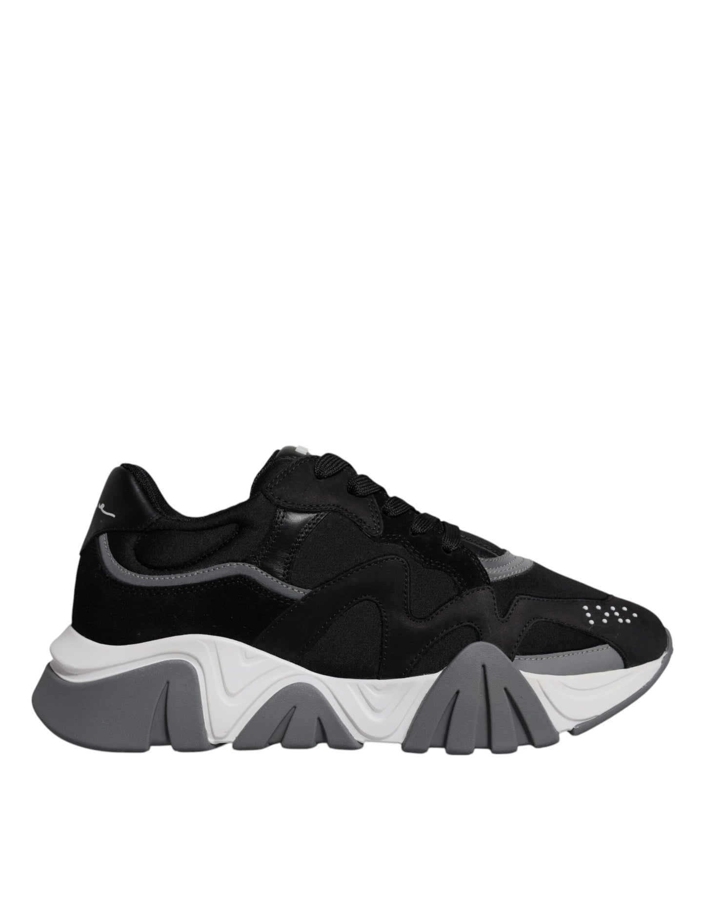 Versace Black Leather Neoprene Chunky Low Top Sneakers Squalo Shoes Curated Luxury Accessories by Orvyn