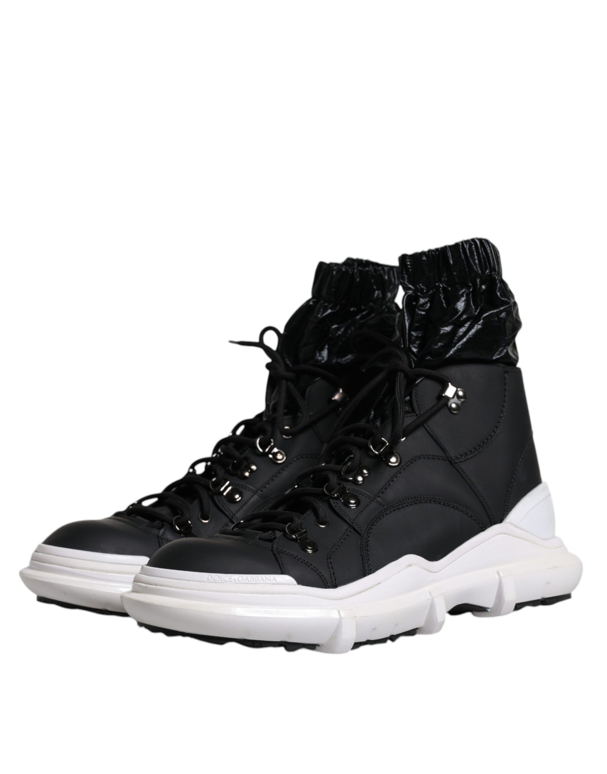 Dolce & Gabbana Black Nylon Galileo High Top Sneakers Shoes Curated Luxury Accessories by Orvyn