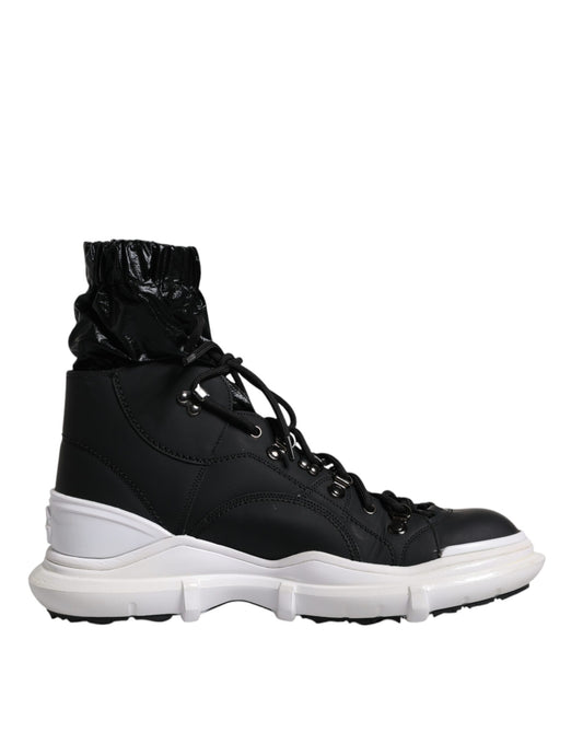 Dolce & Gabbana Black Nylon Galileo High Top Sneakers Shoes Curated Luxury Accessories by Orvyn