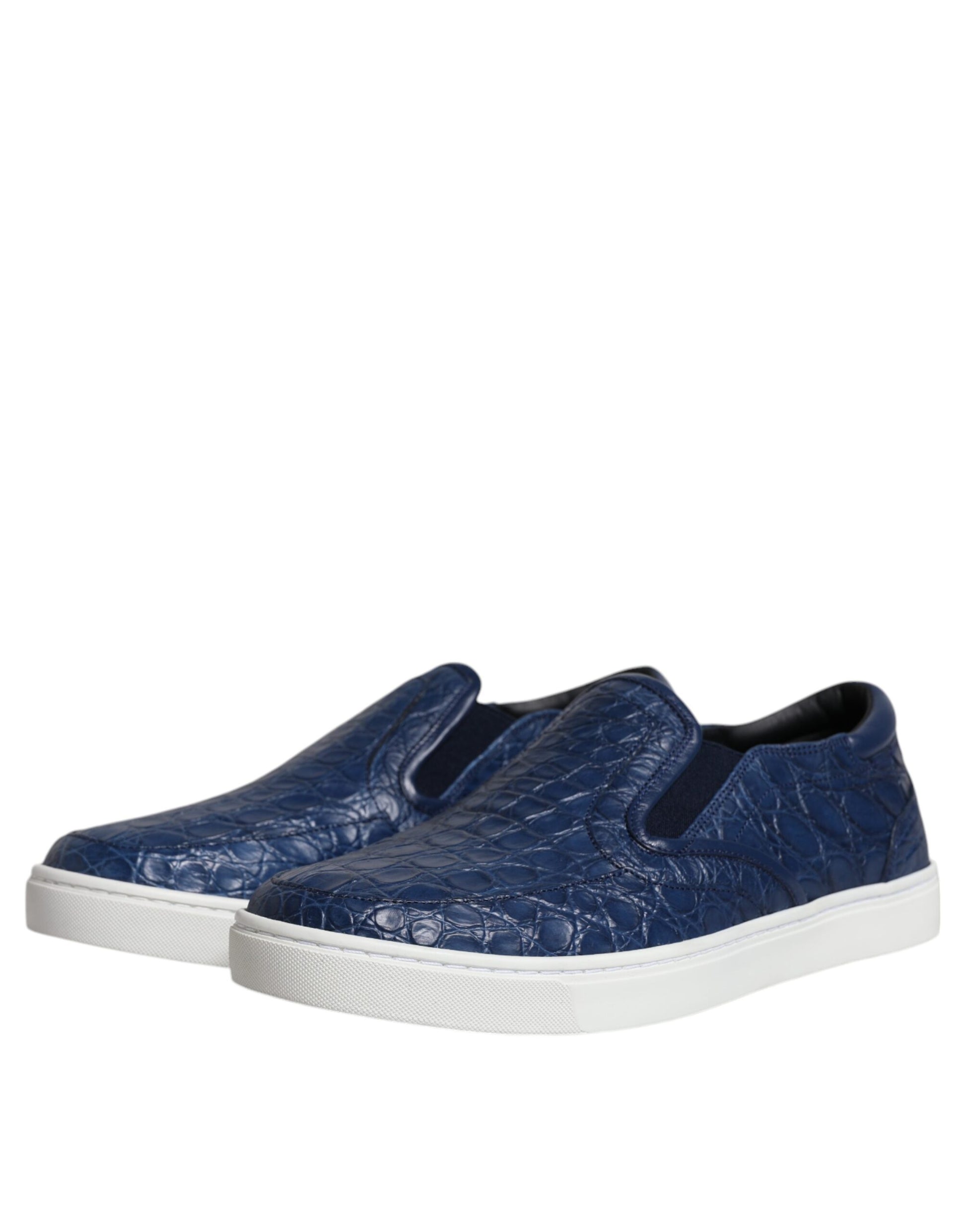 Dolce & Gabbana Blue Croc Exotic Leather Men Sneakers Shoes Curated Luxury Accessories by Orvyn