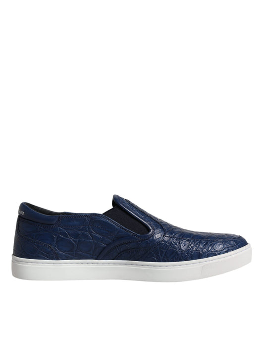 Dolce & Gabbana Blue Croc Exotic Leather Men Sneakers Shoes Curated Luxury Accessories by Orvyn