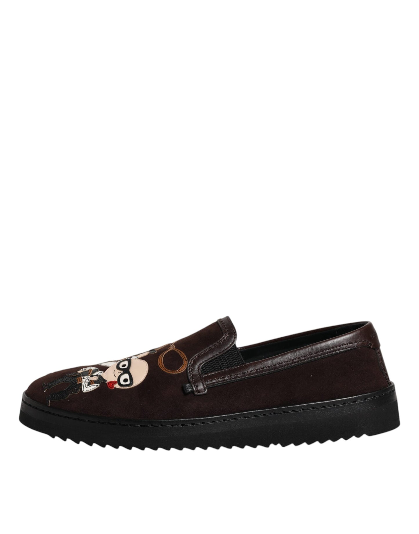 Dolce & Gabbana Brown Suede DG Family Slip On Flats Shoes Curated Luxury Accessories by Orvyn