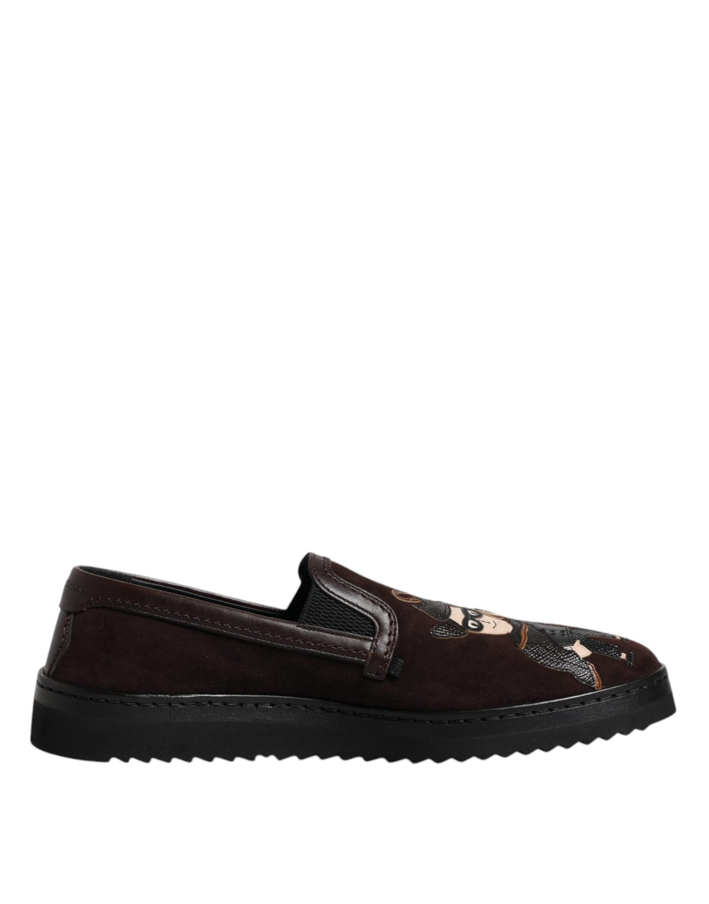 Dolce & Gabbana Brown Suede DG Family Slip On Flats Shoes Curated Luxury Accessories by Orvyn