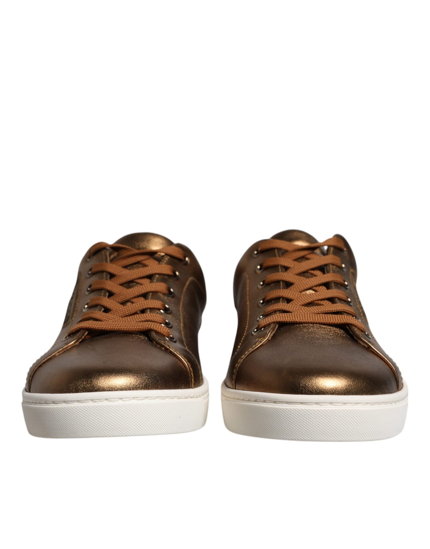 Dolce & Gabbana Gold Leather Logo London Men Sneaker Shoes Curated Luxury Accessories by Orvyn