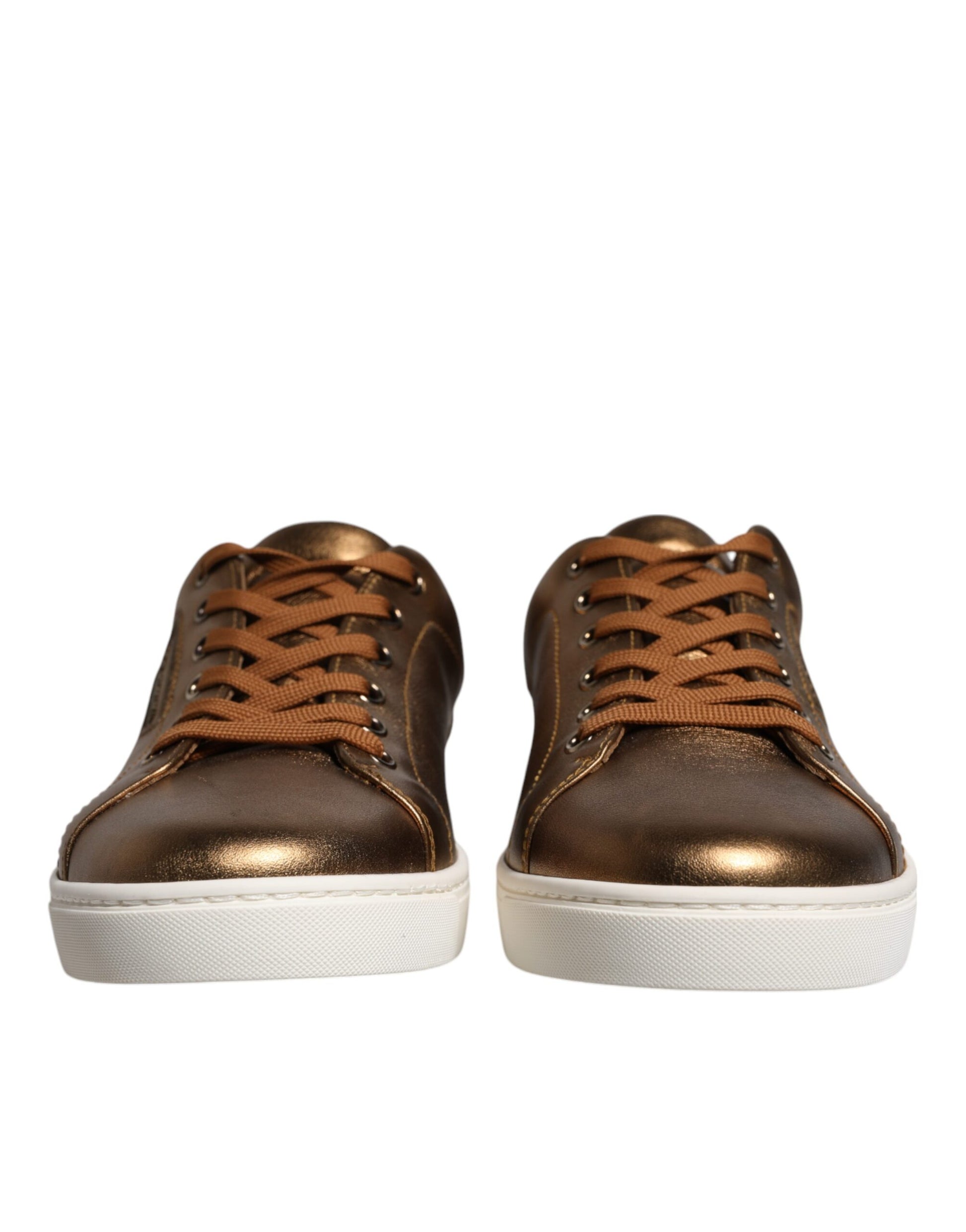 Dolce & Gabbana Gold Leather Logo London Men Sneaker Shoes Curated Luxury Accessories by Orvyn