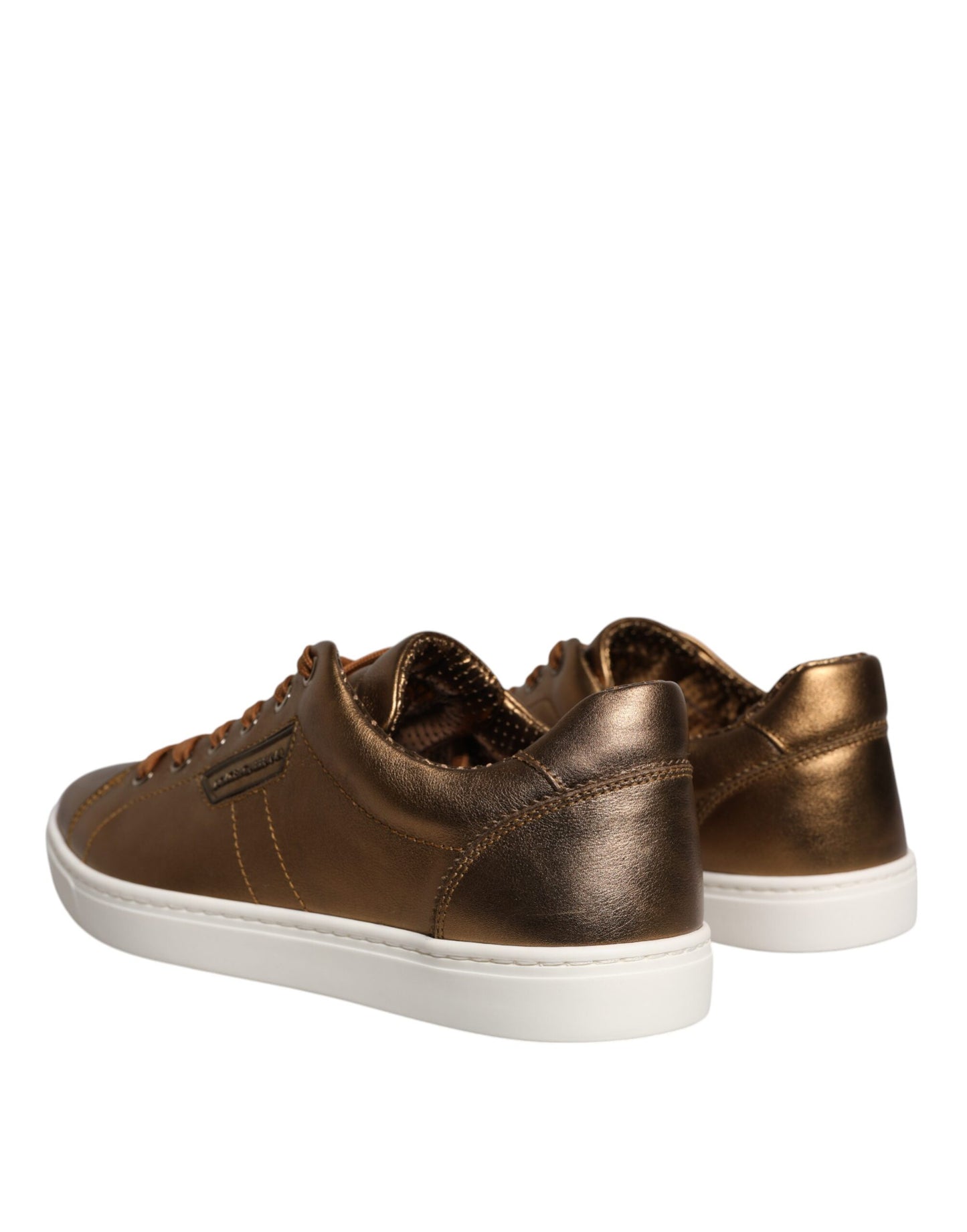 Dolce & Gabbana Gold Leather Logo London Men Sneaker Shoes Curated Luxury Accessories by Orvyn
