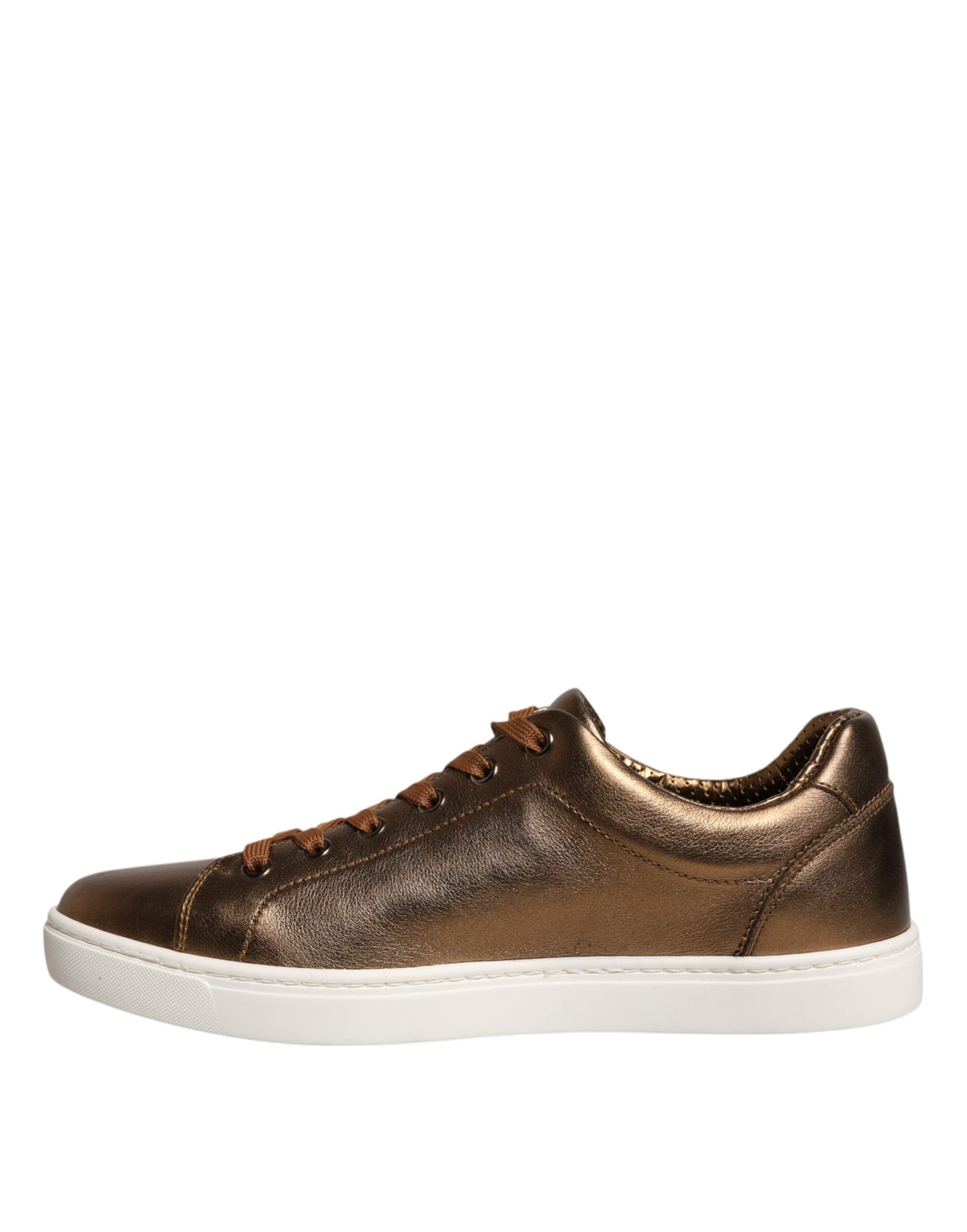 Dolce & Gabbana Gold Leather Logo London Men Sneaker Shoes Curated Luxury Accessories by Orvyn