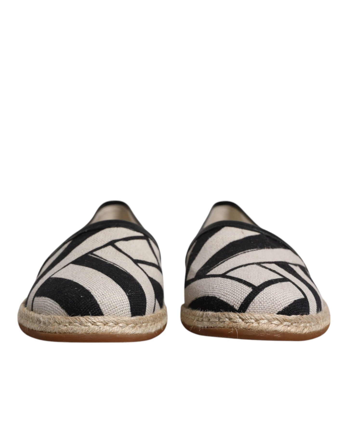 Dolce & Gabbana Black White Stripes Slip On Espadrille Shoes Curated Luxury Accessories by Orvyn