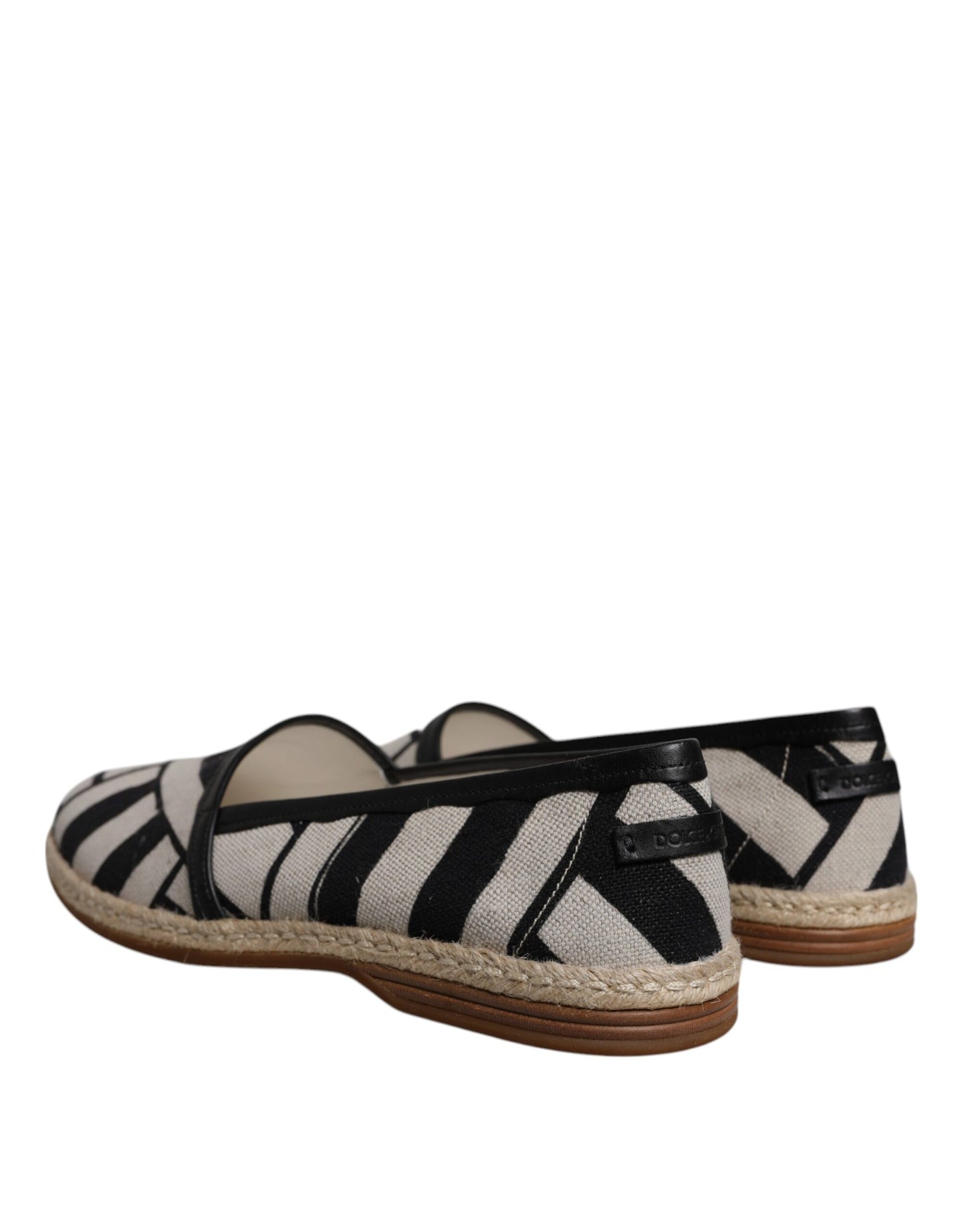 Dolce & Gabbana Black White Stripes Slip On Espadrille Shoes Curated Luxury Accessories by Orvyn