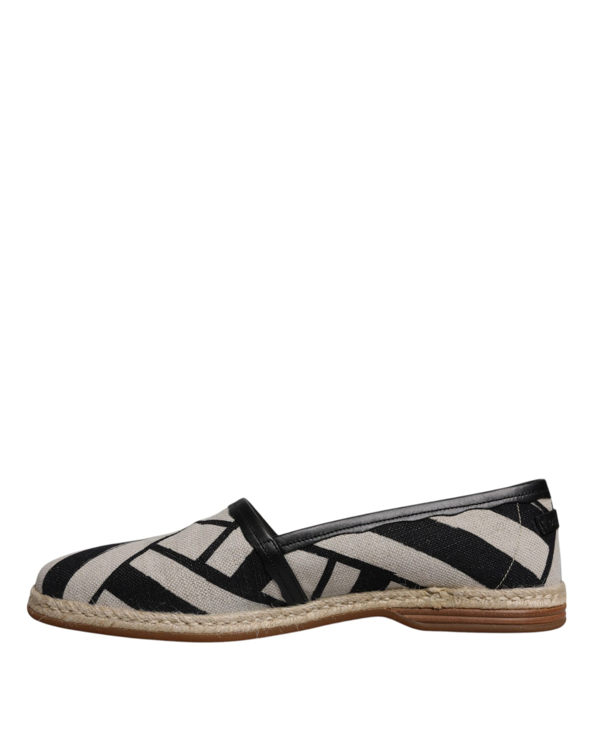 Dolce & Gabbana Black White Stripes Slip On Espadrille Shoes Curated Luxury Accessories by Orvyn