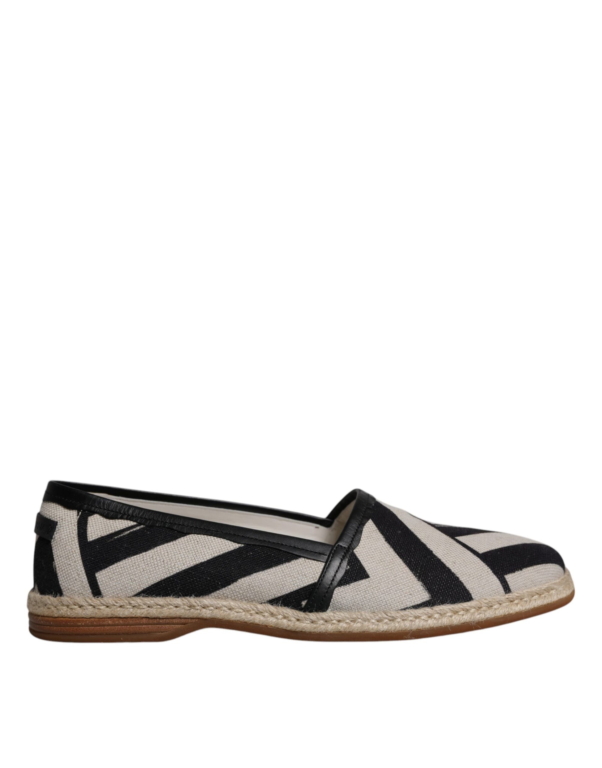 Dolce & Gabbana Black White Stripes Slip On Espadrille Shoes Curated Luxury Accessories by Orvyn