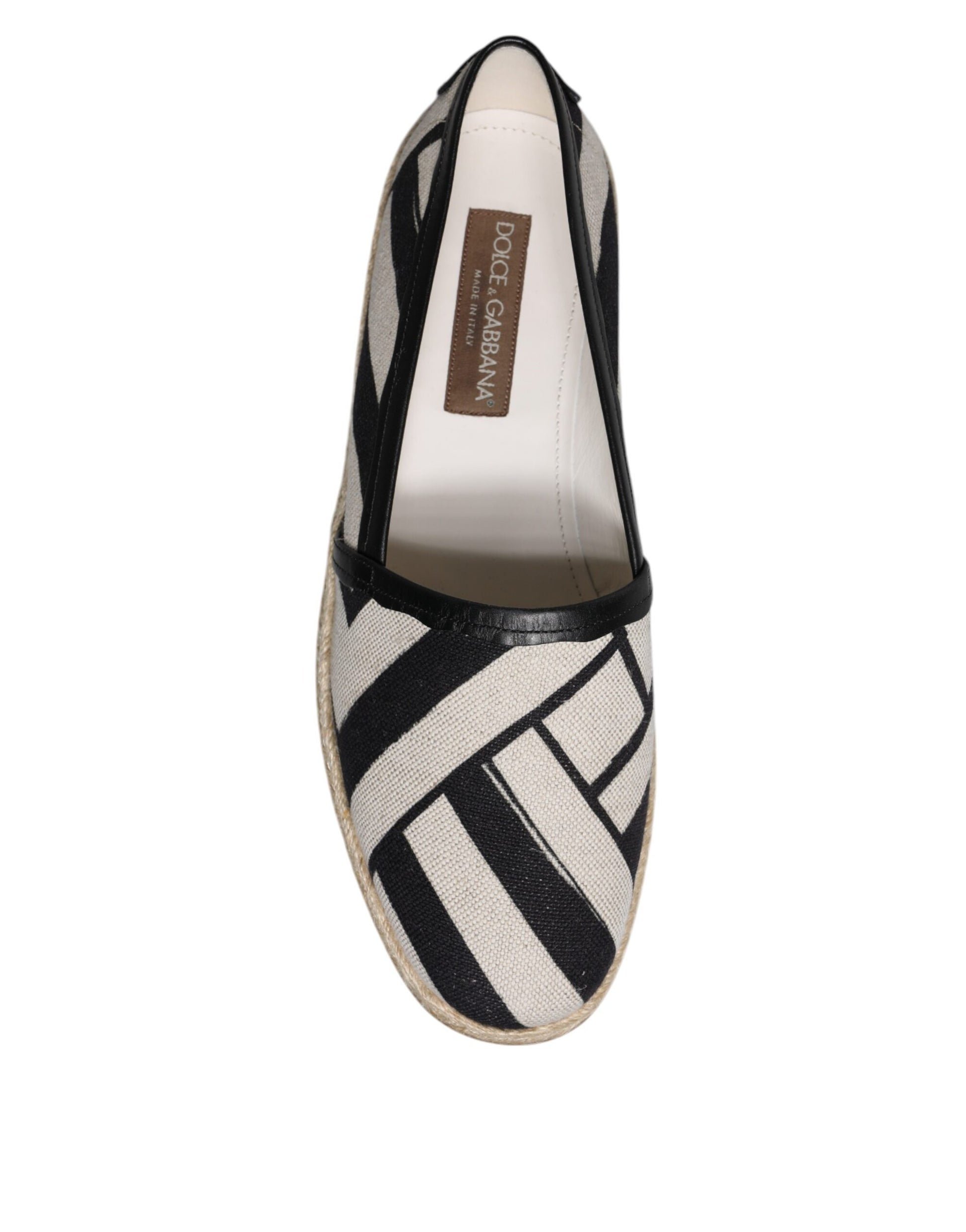 Dolce & Gabbana Black White Stripes Slip On Espadrille Shoes Curated Luxury Accessories by Orvyn