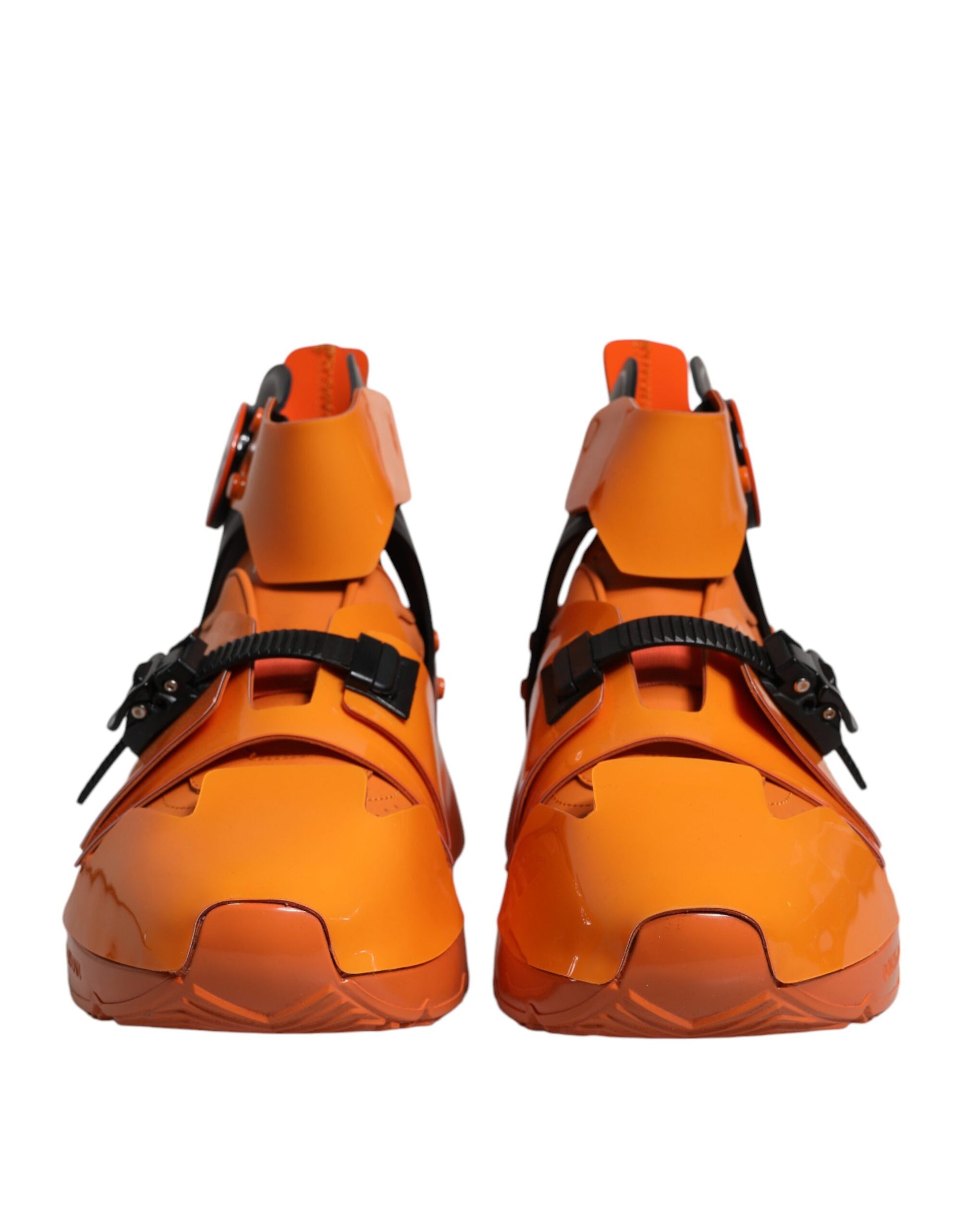 Dolce & Gabbana Orange Multi Panel Chunky High Top Sneakers Shoes Curated Luxury Accessories by Orvyn
