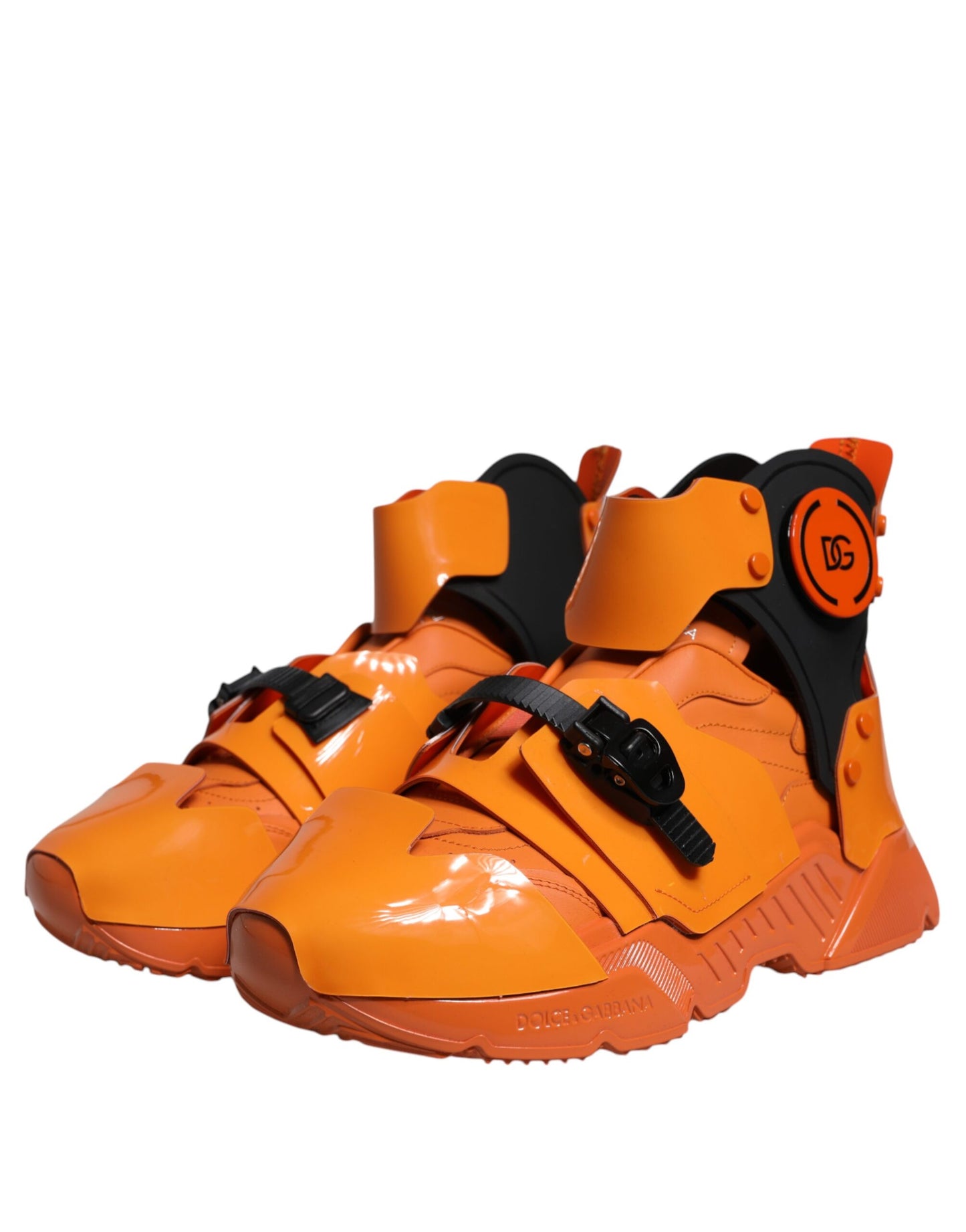 Dolce & Gabbana Orange Multi Panel Chunky High Top Sneakers Shoes Curated Luxury Accessories by Orvyn