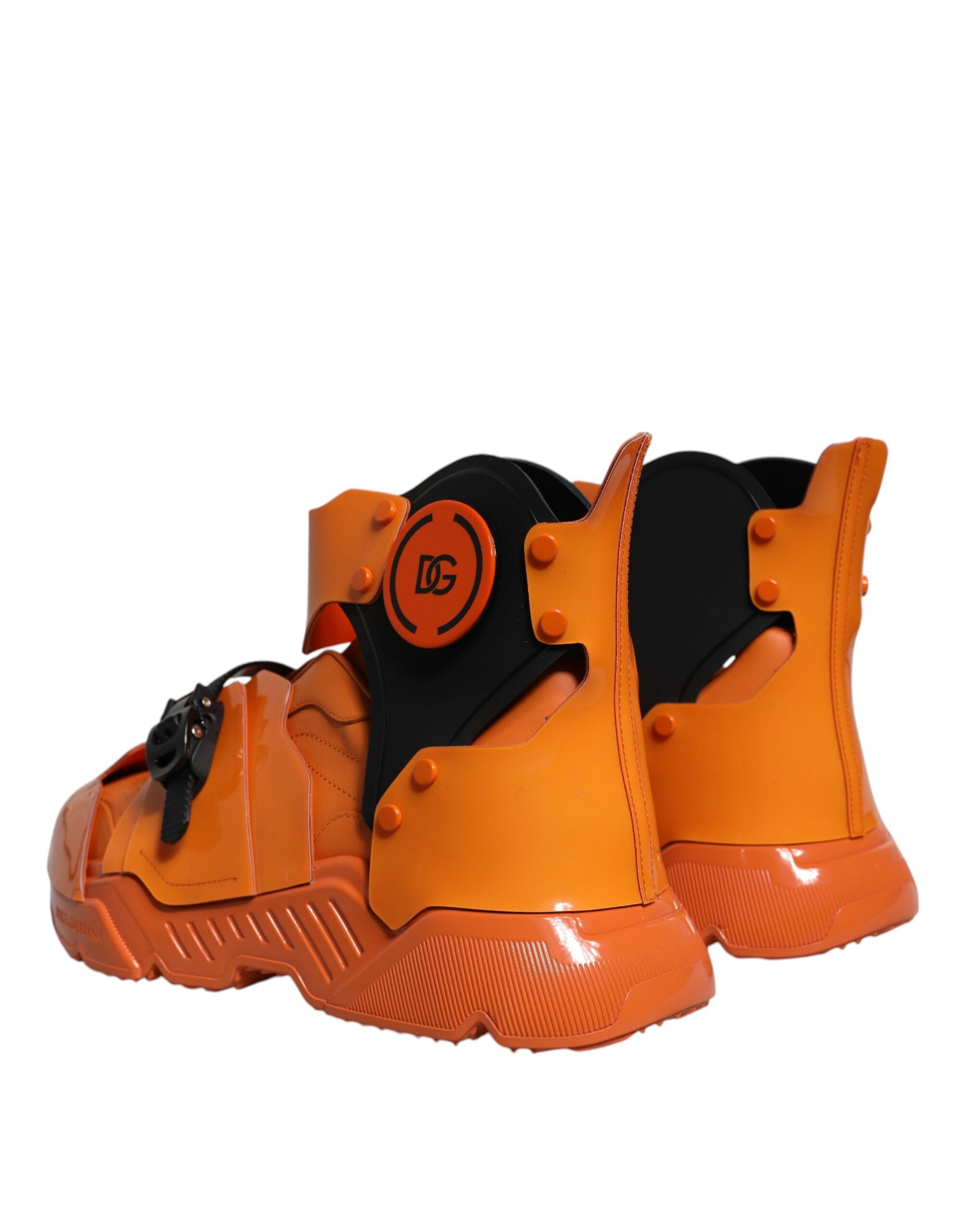 Dolce & Gabbana Orange Multi Panel Chunky High Top Sneakers Shoes Curated Luxury Accessories by Orvyn