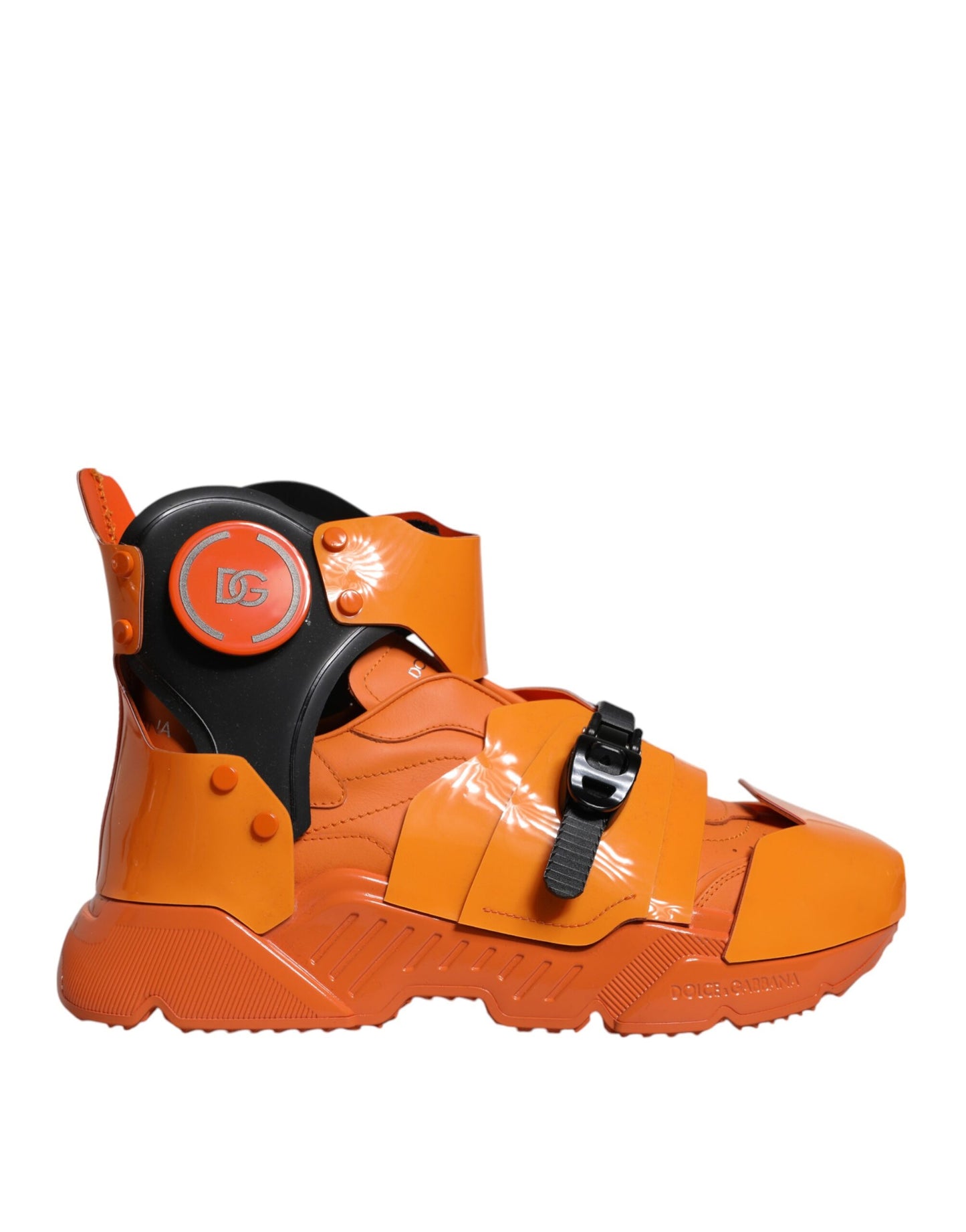 Dolce & Gabbana Orange Multi Panel Chunky High Top Sneakers Shoes Curated Luxury Accessories by Orvyn