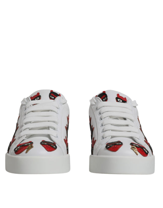 Dolce & Gabbana White Devil Face Portofino Sneakers Shoes Curated Luxury Accessories by Orvyn