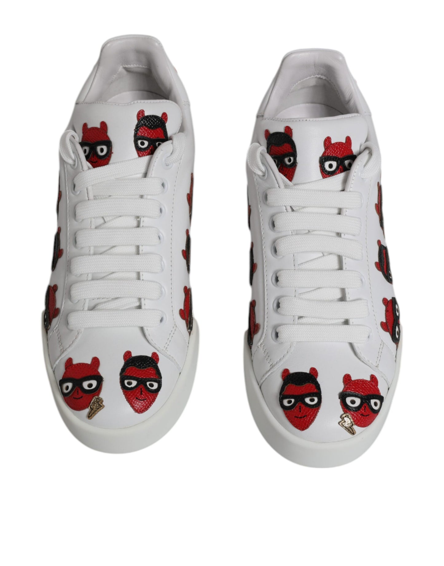 Dolce & Gabbana White Devil Face Portofino Sneakers Shoes Curated Luxury Accessories by Orvyn