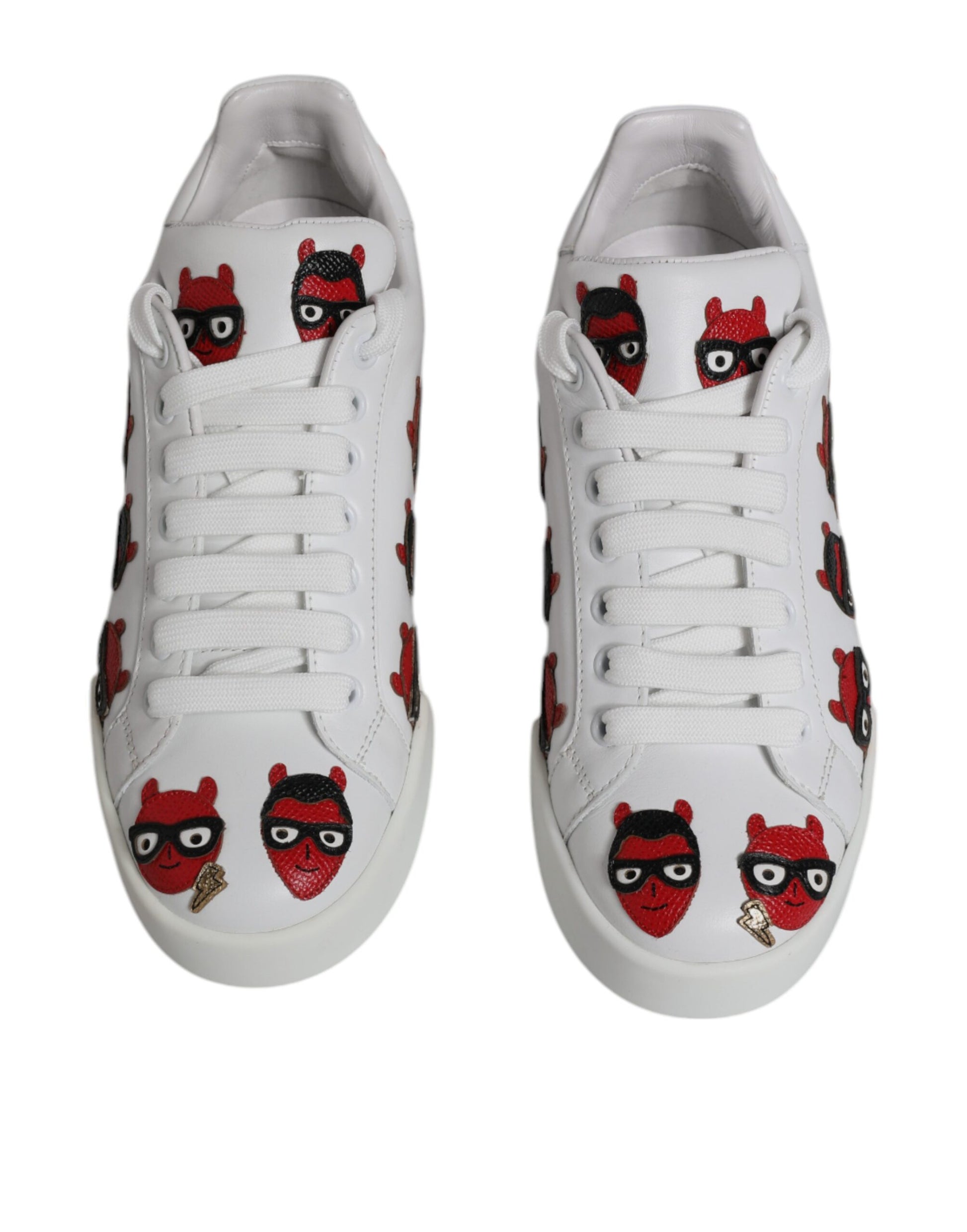 Dolce & Gabbana White Devil Face Portofino Sneakers Shoes Curated Luxury Accessories by Orvyn