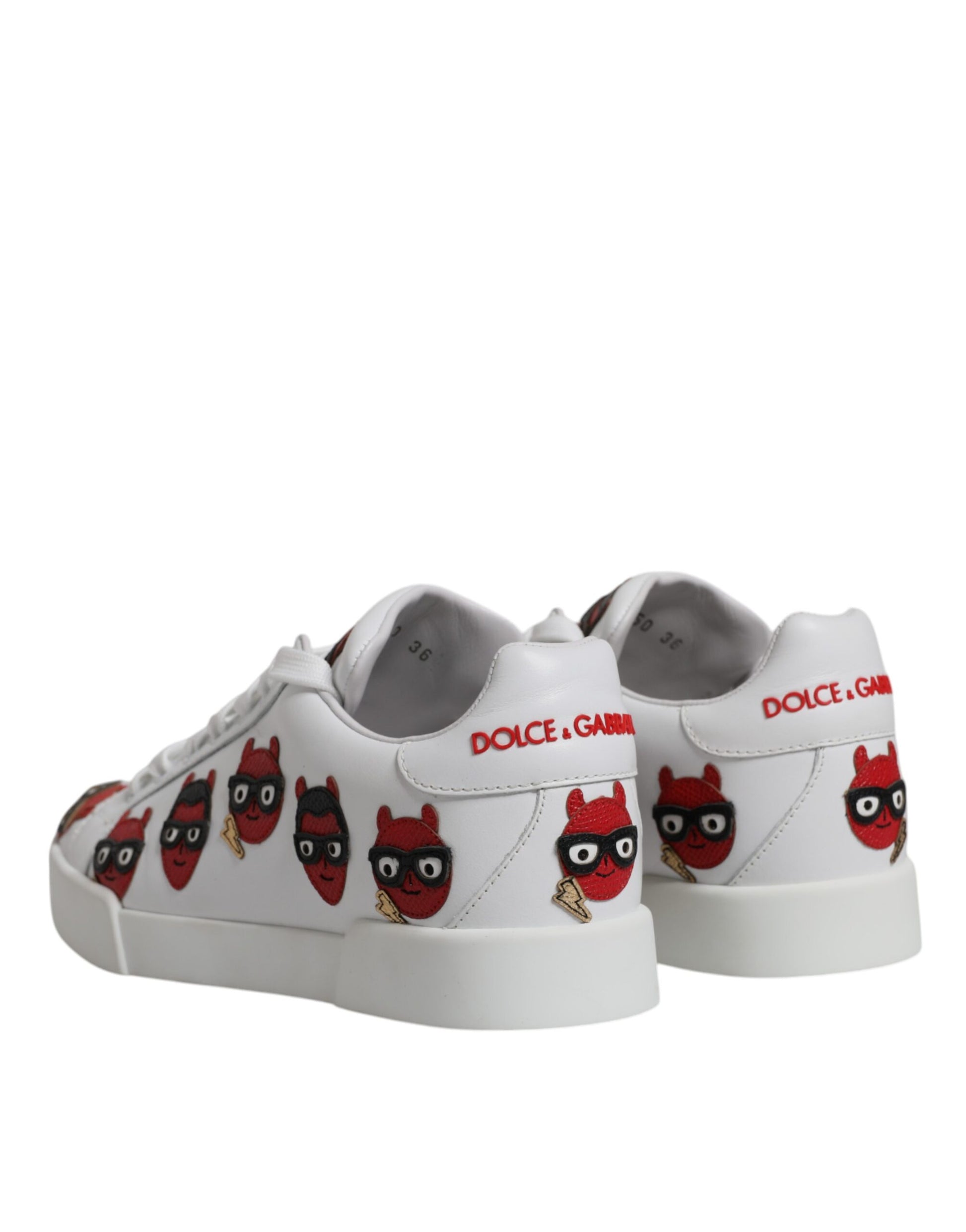 Dolce & Gabbana White Devil Face Portofino Sneakers Shoes Curated Luxury Accessories by Orvyn