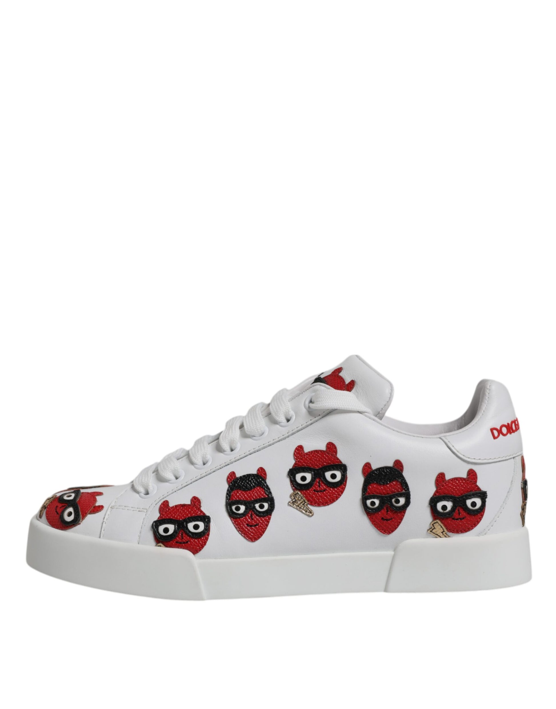 Dolce & Gabbana White Devil Face Portofino Sneakers Shoes Curated Luxury Accessories by Orvyn