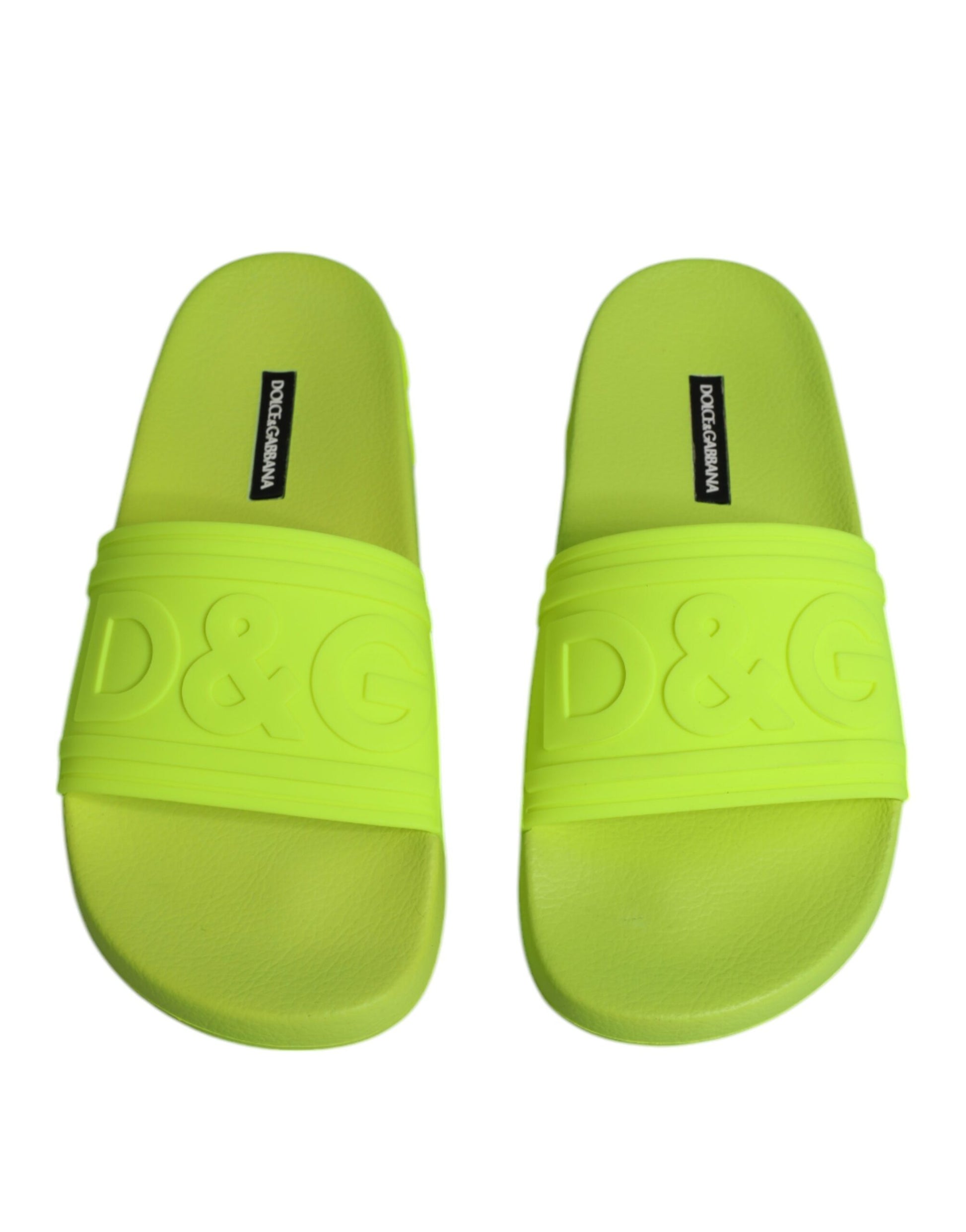 Dolce & Gabbana Green Rubber Slides Sandals Beachwear Shoes Curated Luxury Accessories by Orvyn