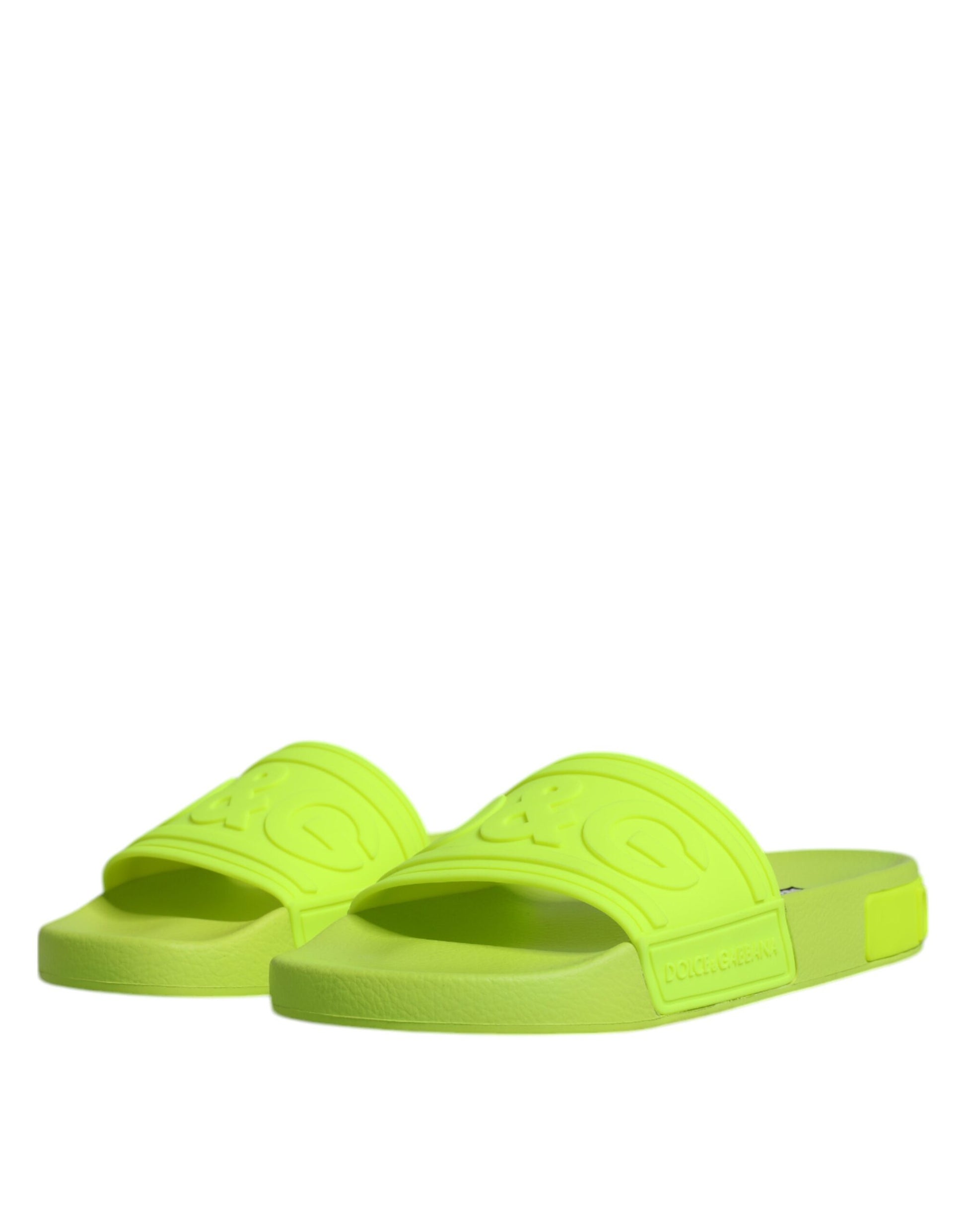 Dolce & Gabbana Green Rubber Slides Sandals Beachwear Shoes Curated Luxury Accessories by Orvyn