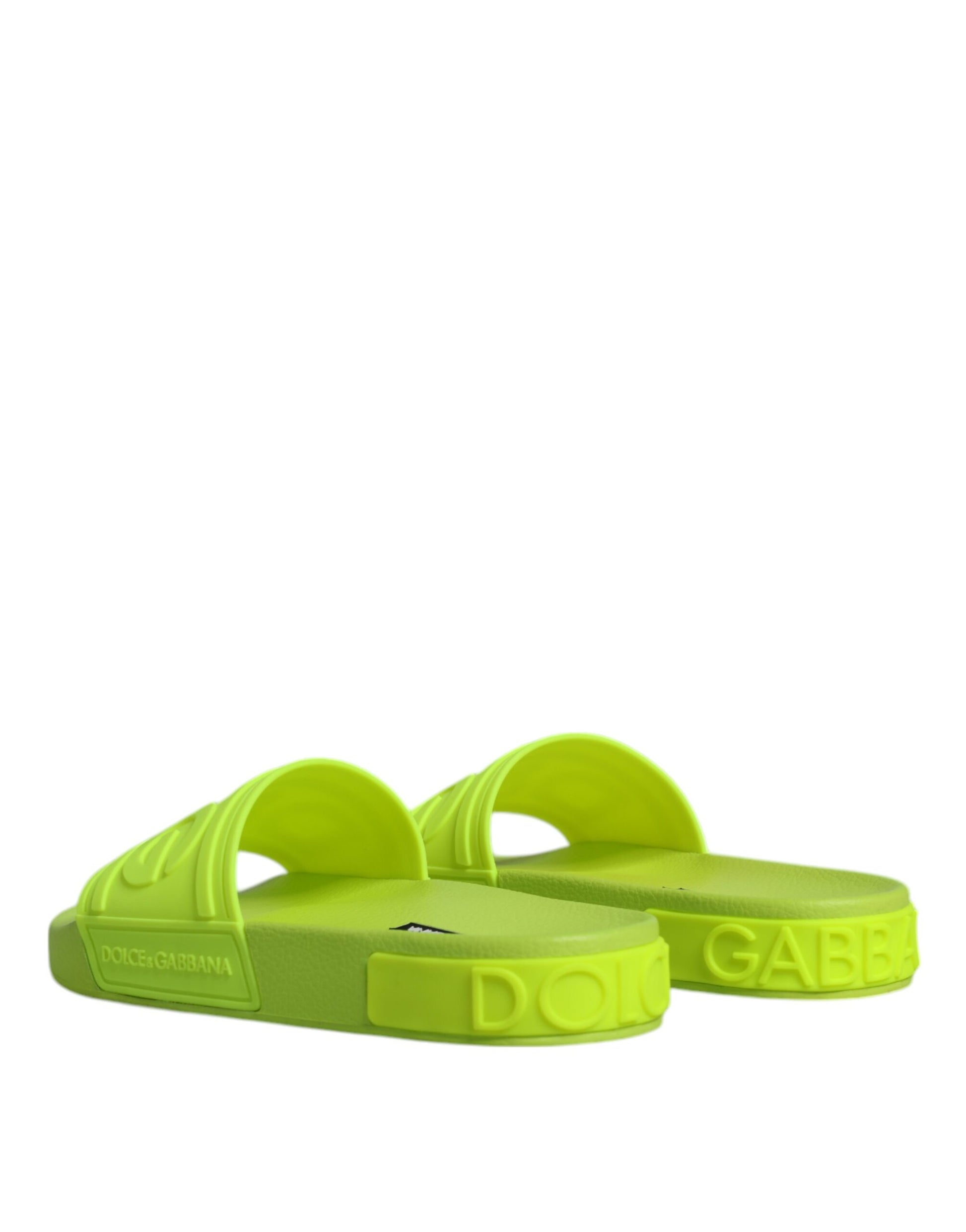 Dolce & Gabbana Green Rubber Slides Sandals Beachwear Shoes Curated Luxury Accessories by Orvyn