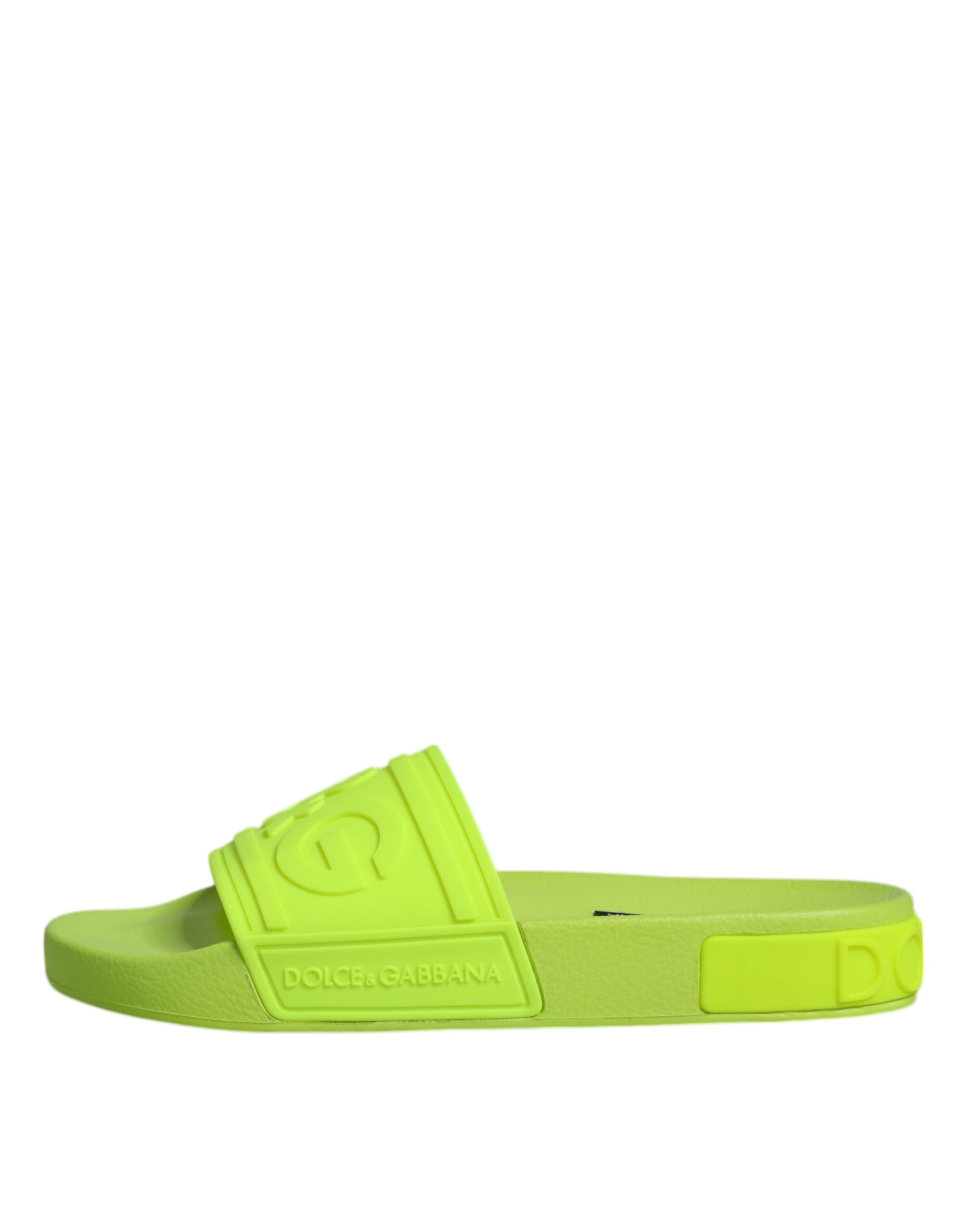 Dolce & Gabbana Green Rubber Slides Sandals Beachwear Shoes Curated Luxury Accessories by Orvyn