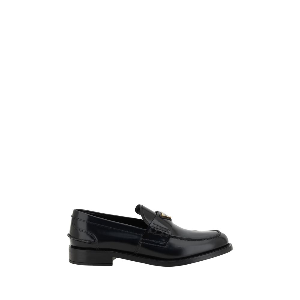 Prada Black Leather Logo Loafers Curated Luxury Accessories by Orvyn