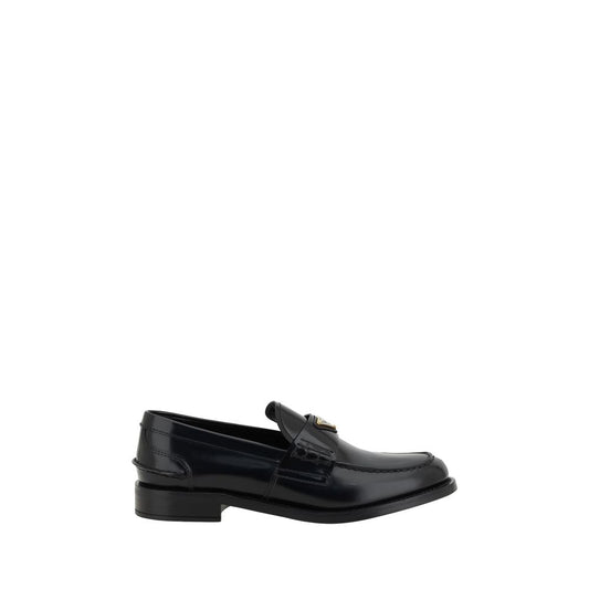 Prada Black Leather Logo Loafers Curated Luxury Accessories by Orvyn