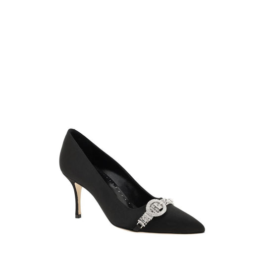 Manolo Blahnik Black Asapump Satin Pumps Curated Luxury Accessories by Orvyn