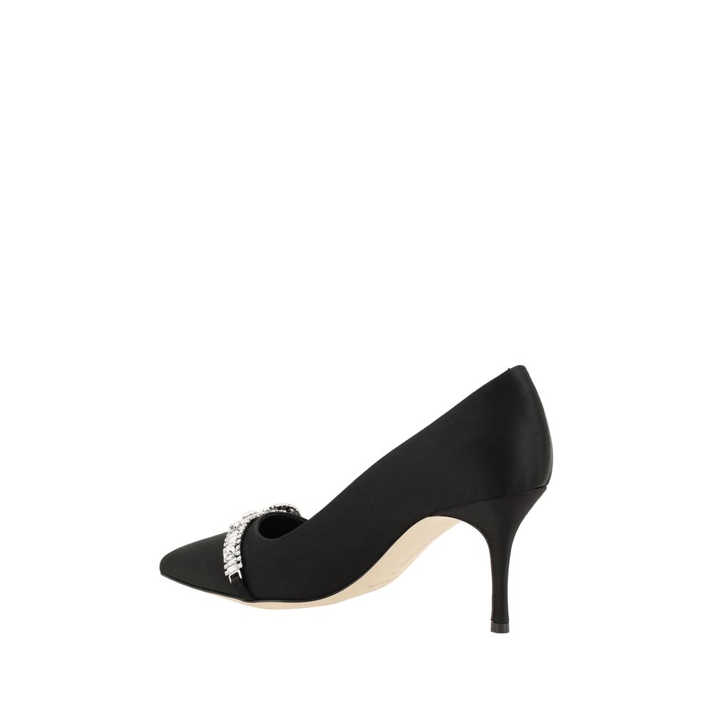 Manolo Blahnik Black Asapump Satin Pumps Curated Luxury Accessories by Orvyn