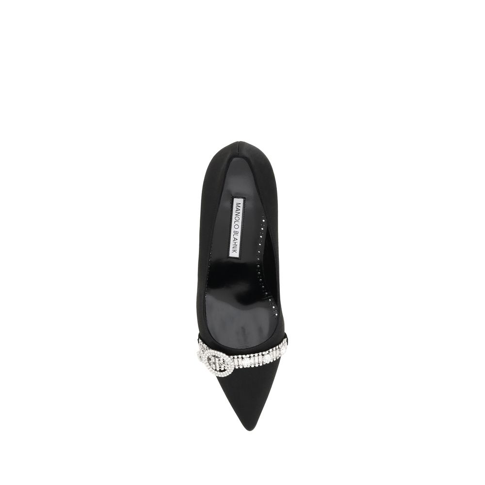 Manolo Blahnik Black Asapump Satin Pumps Curated Luxury Accessories by Orvyn