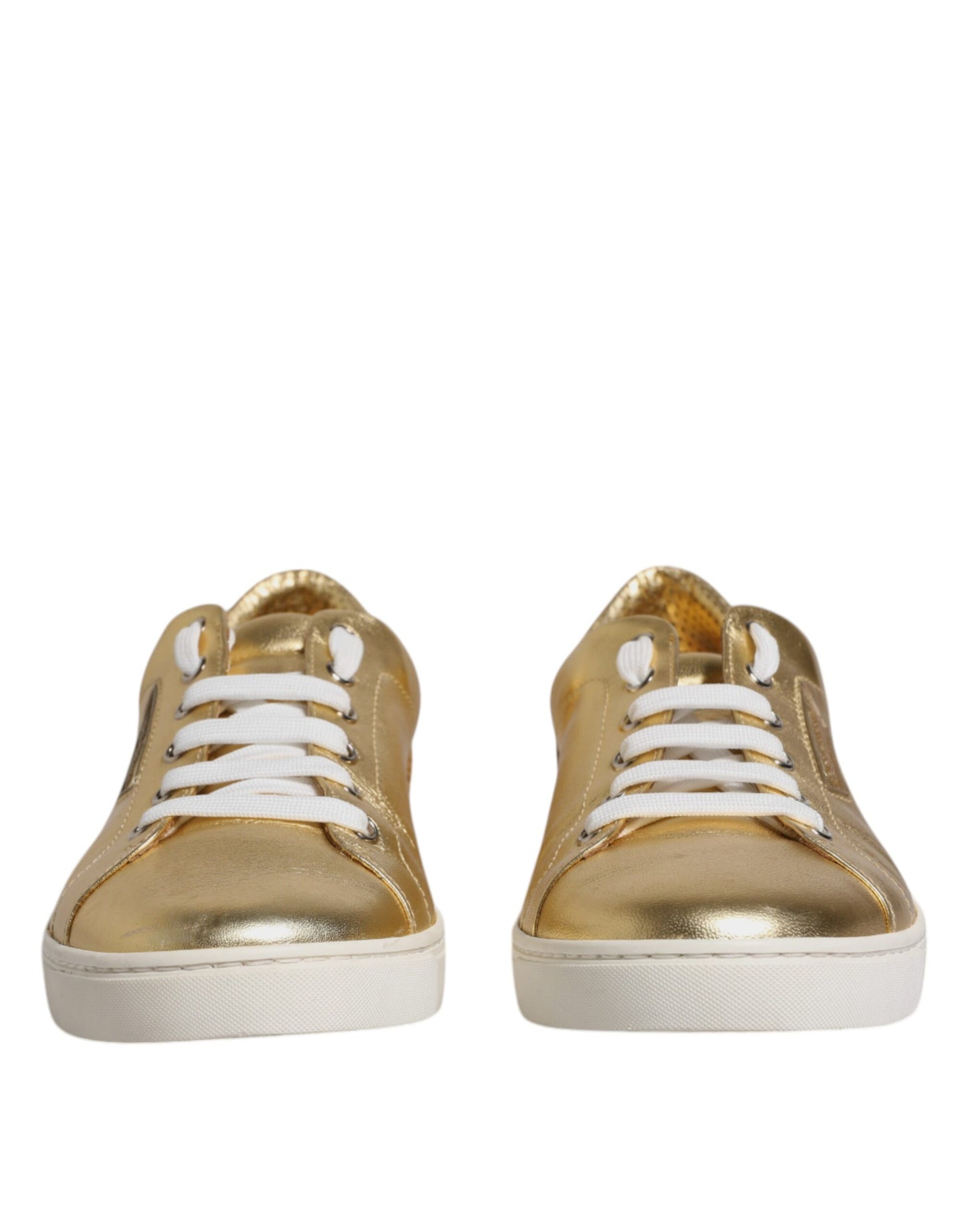 Dolce & Gabbana Gold Leather Logo London Men Sneakers Shoes Curated Luxury Accessories by Orvyn