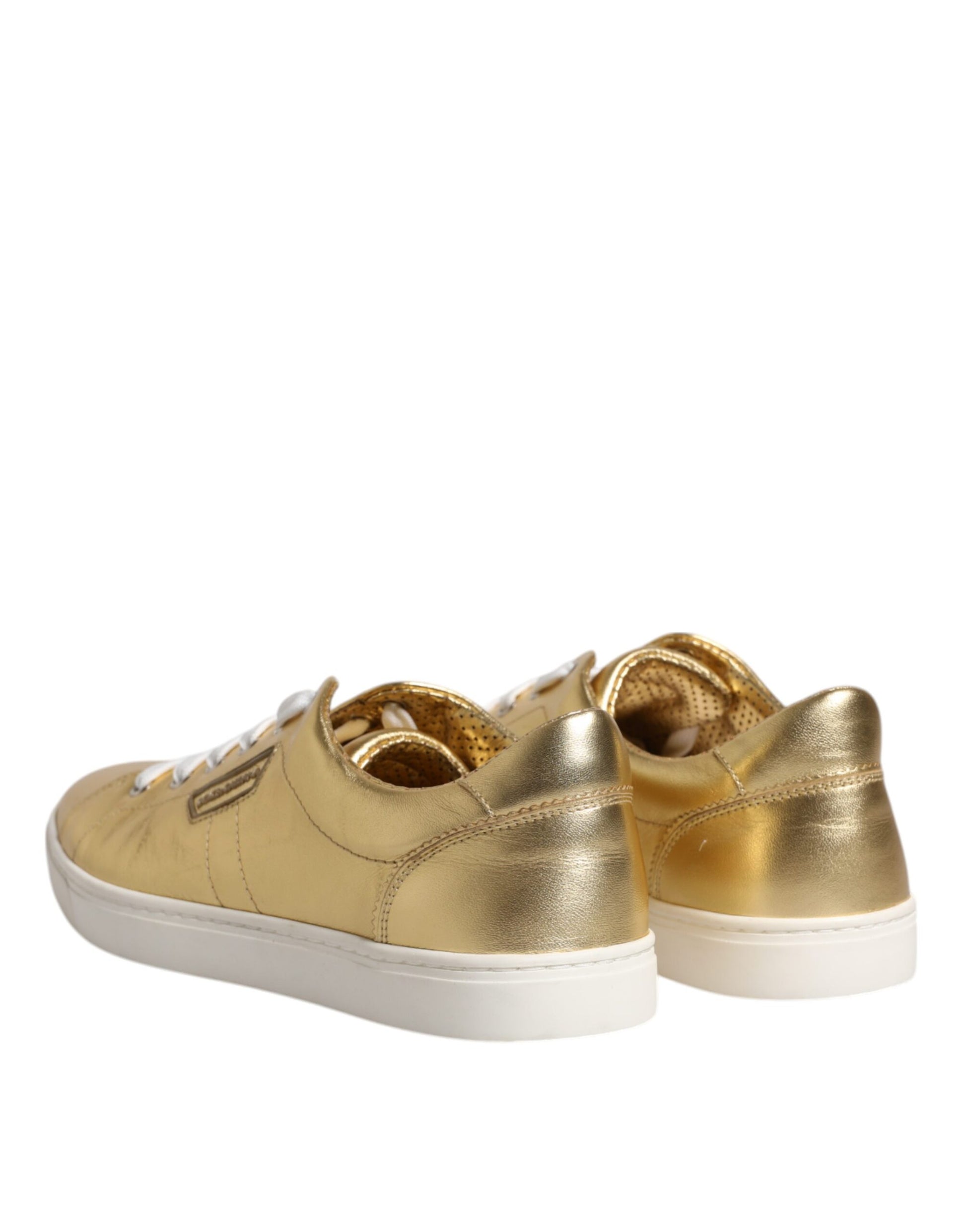 Dolce & Gabbana Gold Leather Logo London Men Sneakers Shoes Curated Luxury Accessories by Orvyn