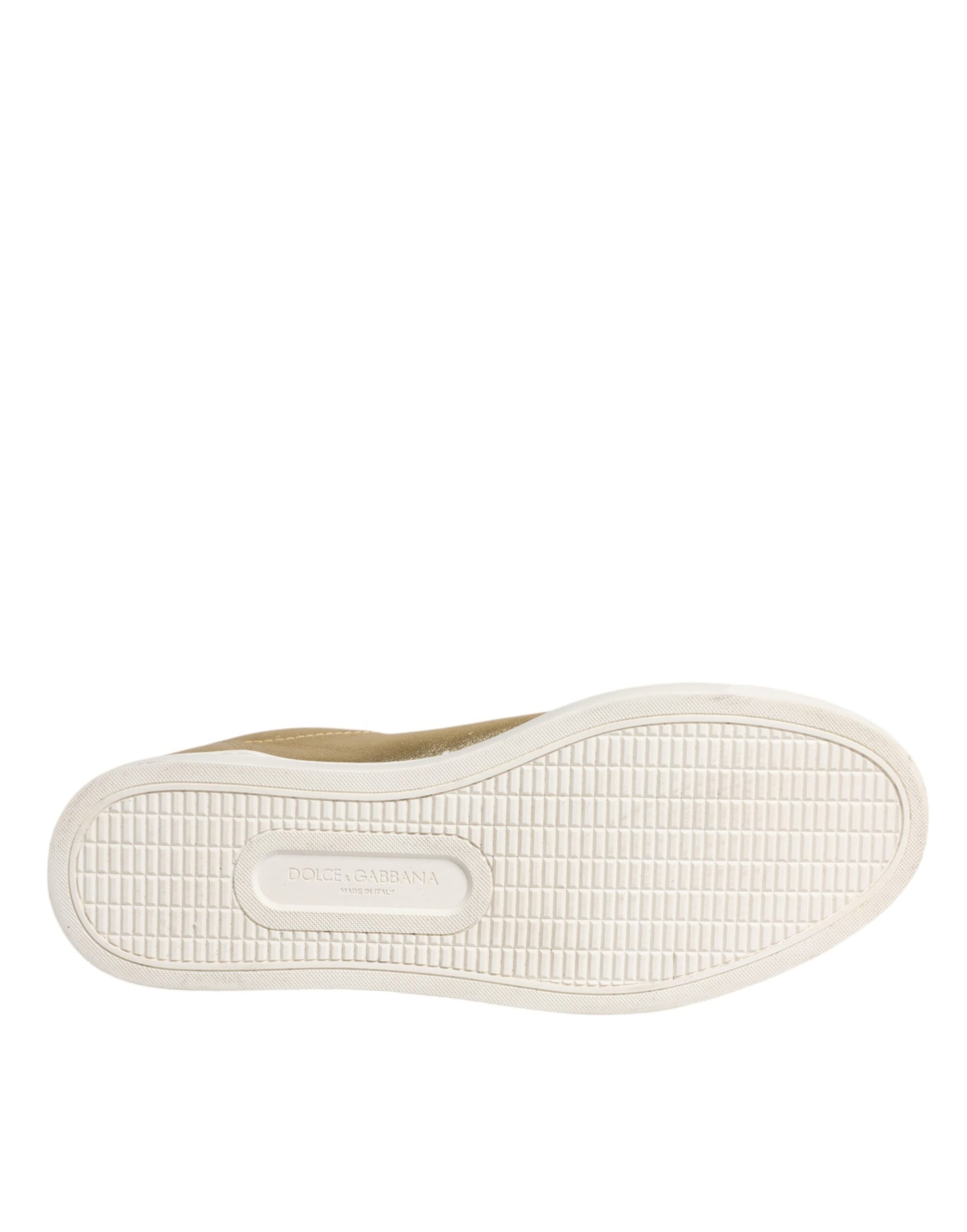 Dolce & Gabbana Gold Leather Logo London Men Sneakers Shoes Curated Luxury Accessories by Orvyn
