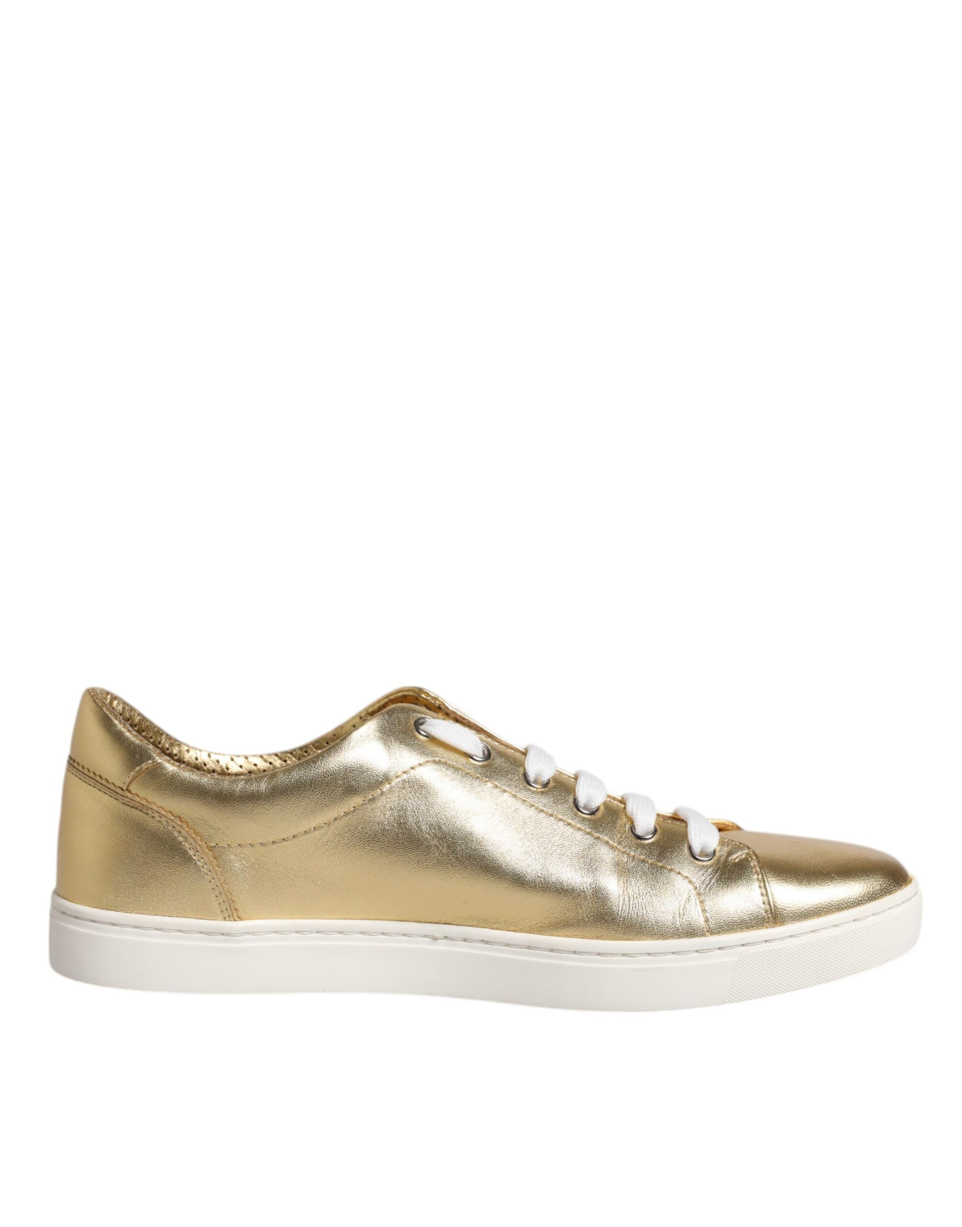 Dolce & Gabbana Gold Leather Logo London Men Sneakers Shoes Curated Luxury Accessories by Orvyn