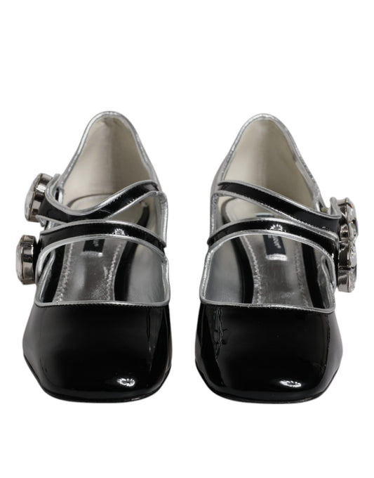 Dolce & Gabbana Black Patent Leather Crystal Mary Jane Pumps Shoes Curated Luxury Accessories by Orvyn