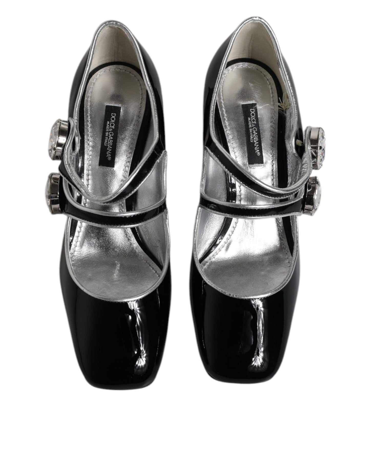 Dolce & Gabbana Black Patent Leather Crystal Mary Jane Pumps Shoes Curated Luxury Accessories by Orvyn